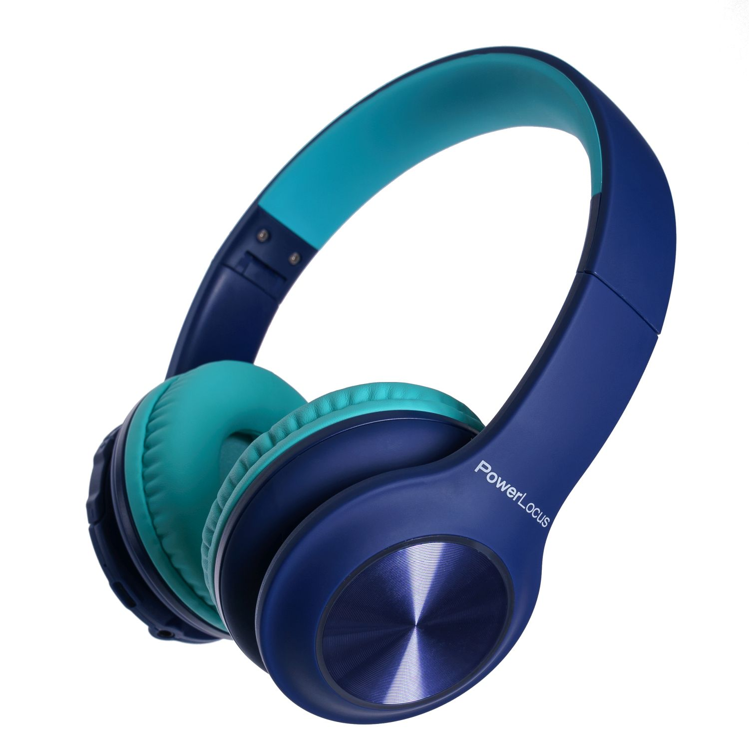 Casque bleu foncé avec des accents turquoise, isolé sur fond blanc.
