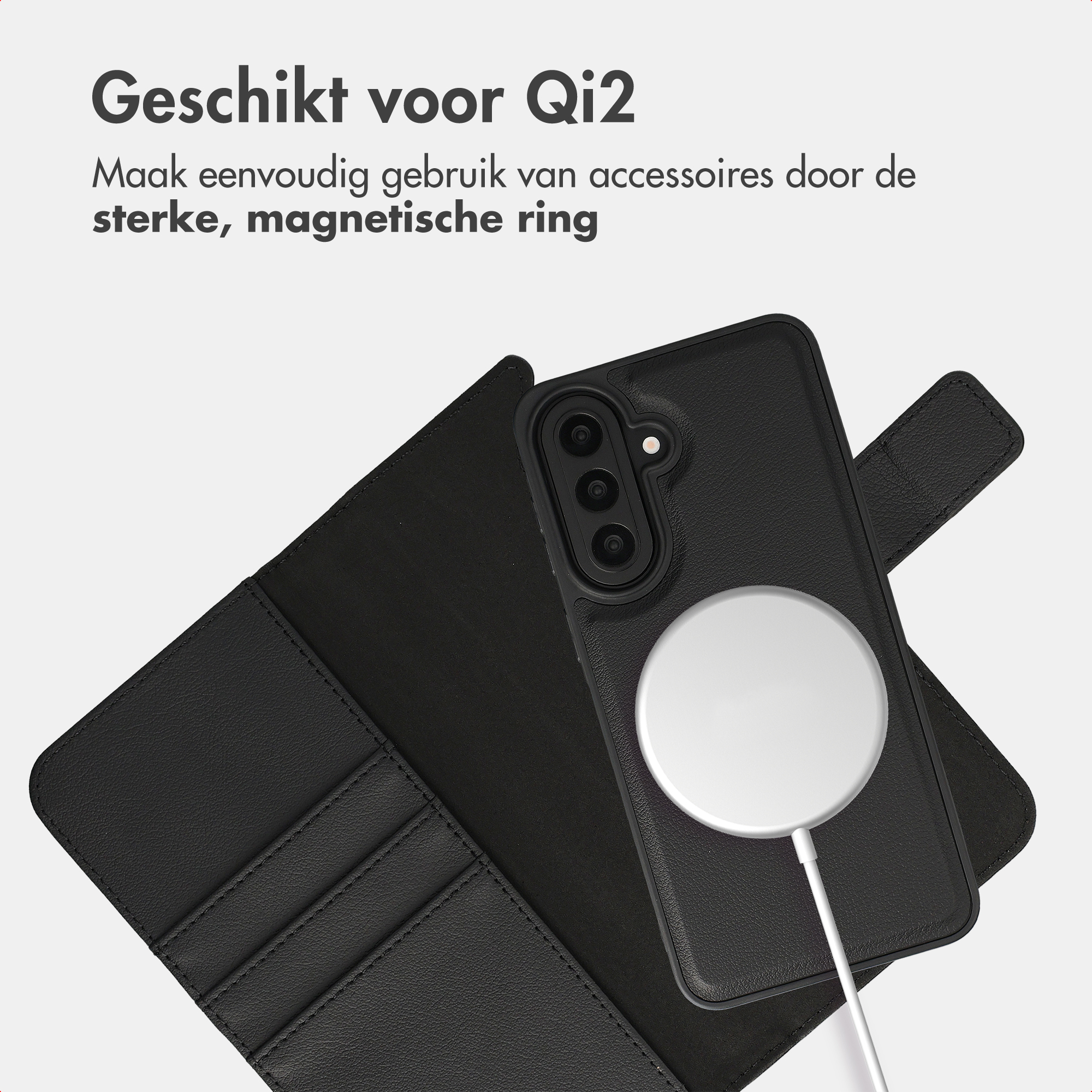 Schwarzes Smartphonecase mit Magnetring für kabelloses Laden.
