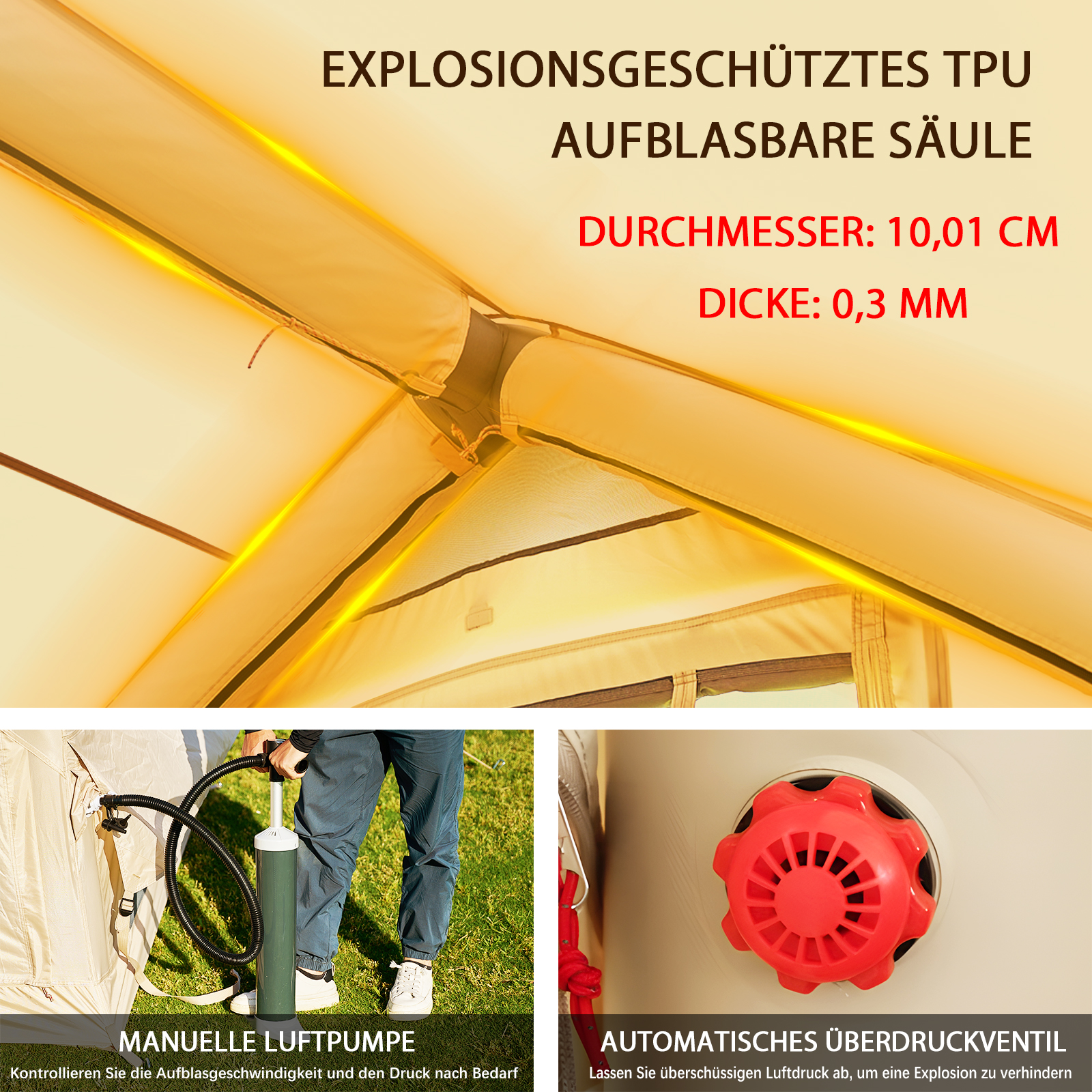 Explosionsgeschütztes TPU, Luftpumpe und Überdruckventil.
