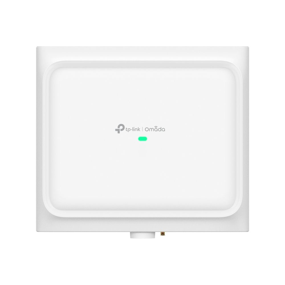 Białe urządzenie TP-Link Omada z zielonym wskaźnikiem.