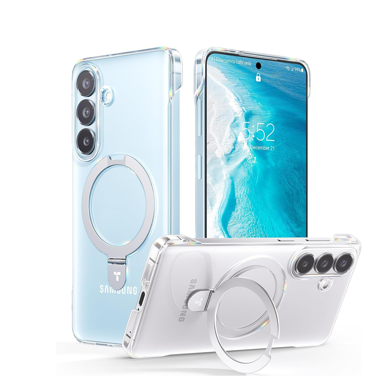 Coques de téléphone transparentes avec supports anneau.