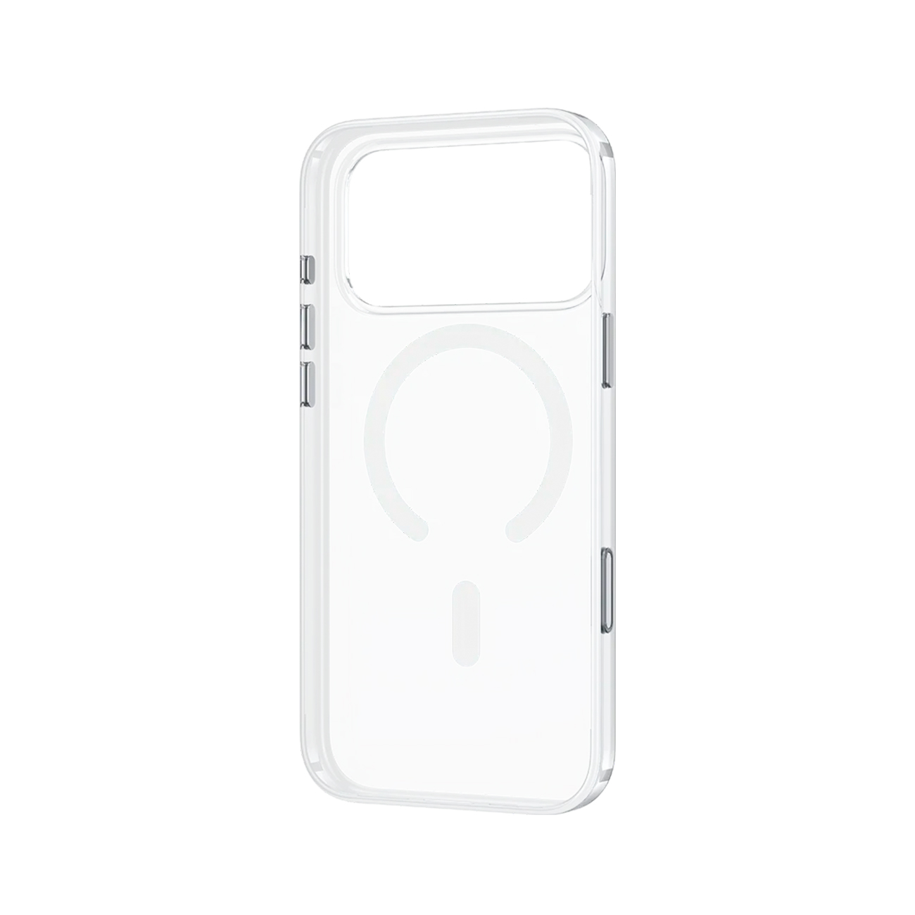 Funda transparente para teléfono con círculo magnético y patrón de línea.
