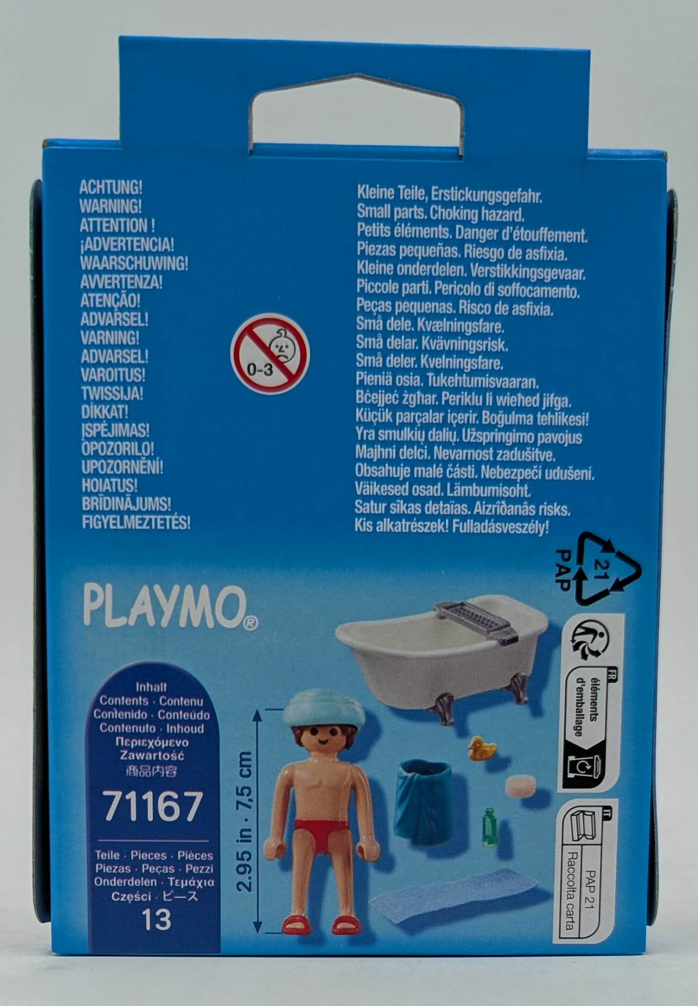 Playmobil Badezimmer-Set mit Figur, Badewanne, Handtüchern und Ente.