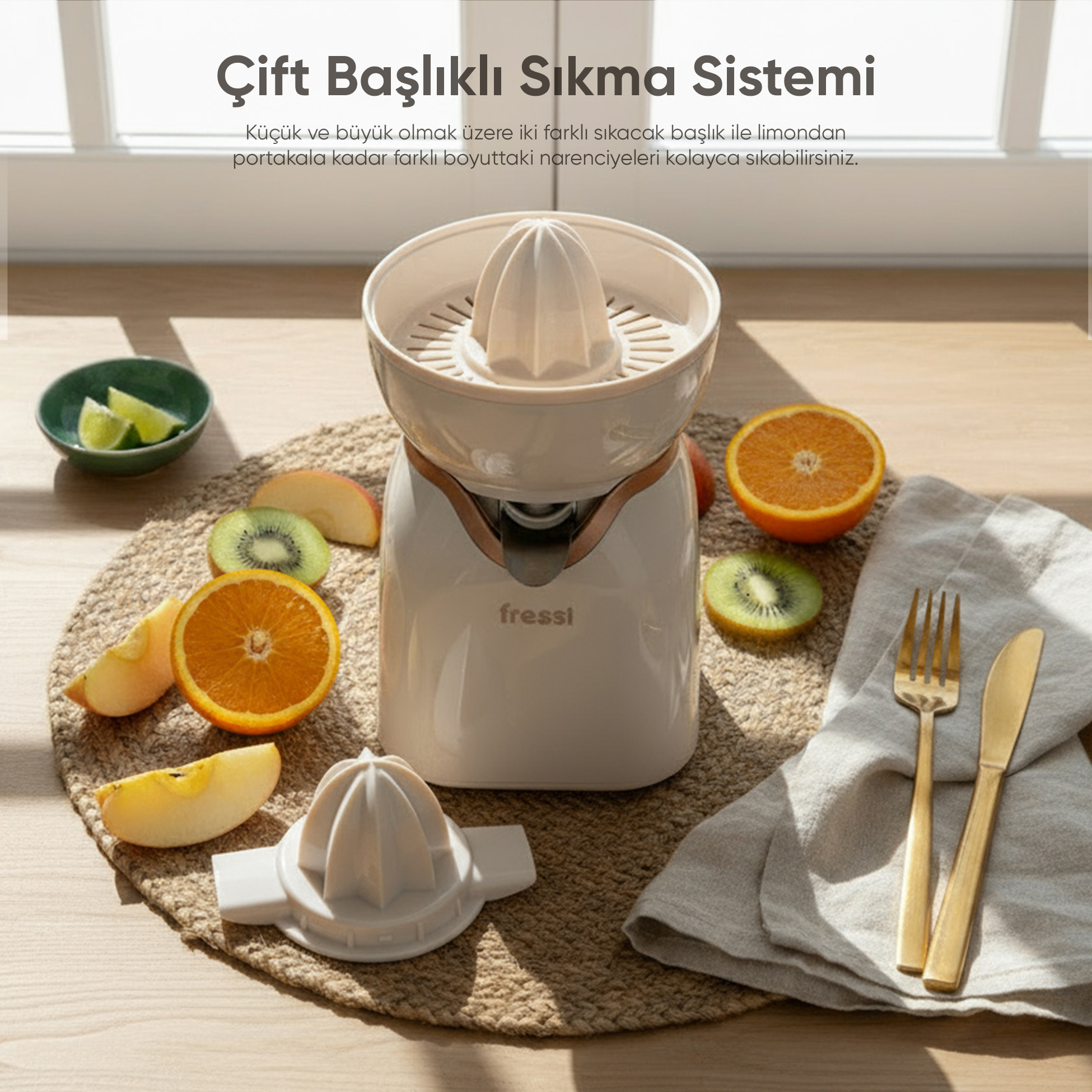 Portakal ve kivi gibi meyvelerle beyaz bir narenciye sıkacağı.