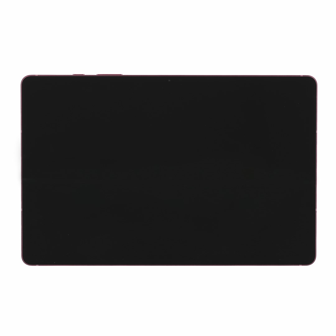 Ciemny tablet z dużym ekranem i przyciskami z boku.