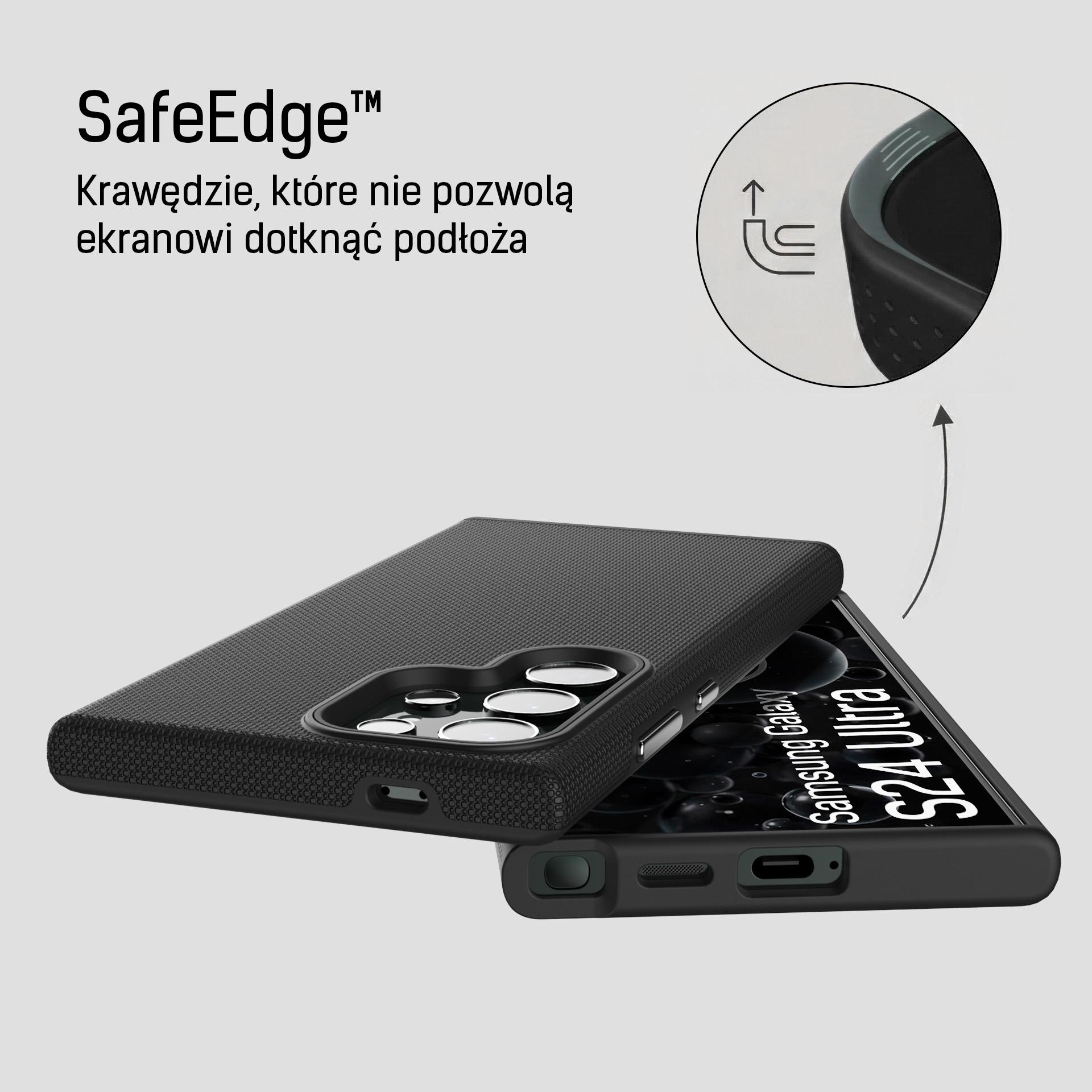 Czarne etui na telefon Samsung Galaxy S24 Ultra z technologią SafeEdge.
