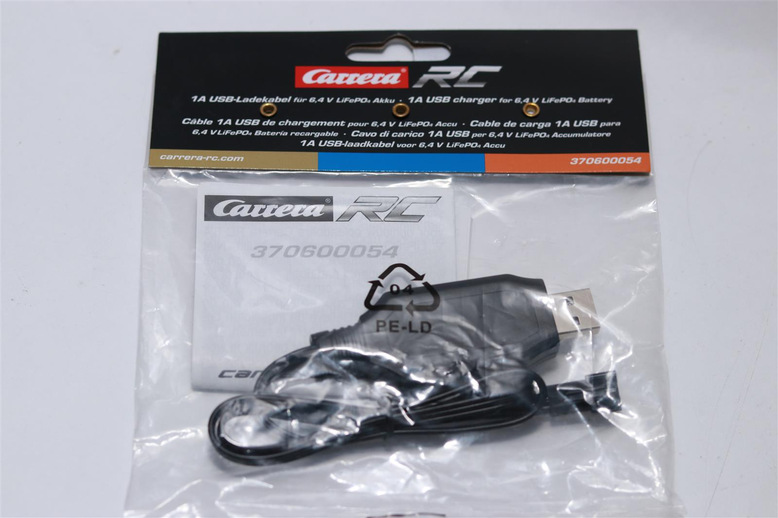 Carrera RC USB-Ladekabel für 6,4V LiFePO4 Akkus, verpackt.