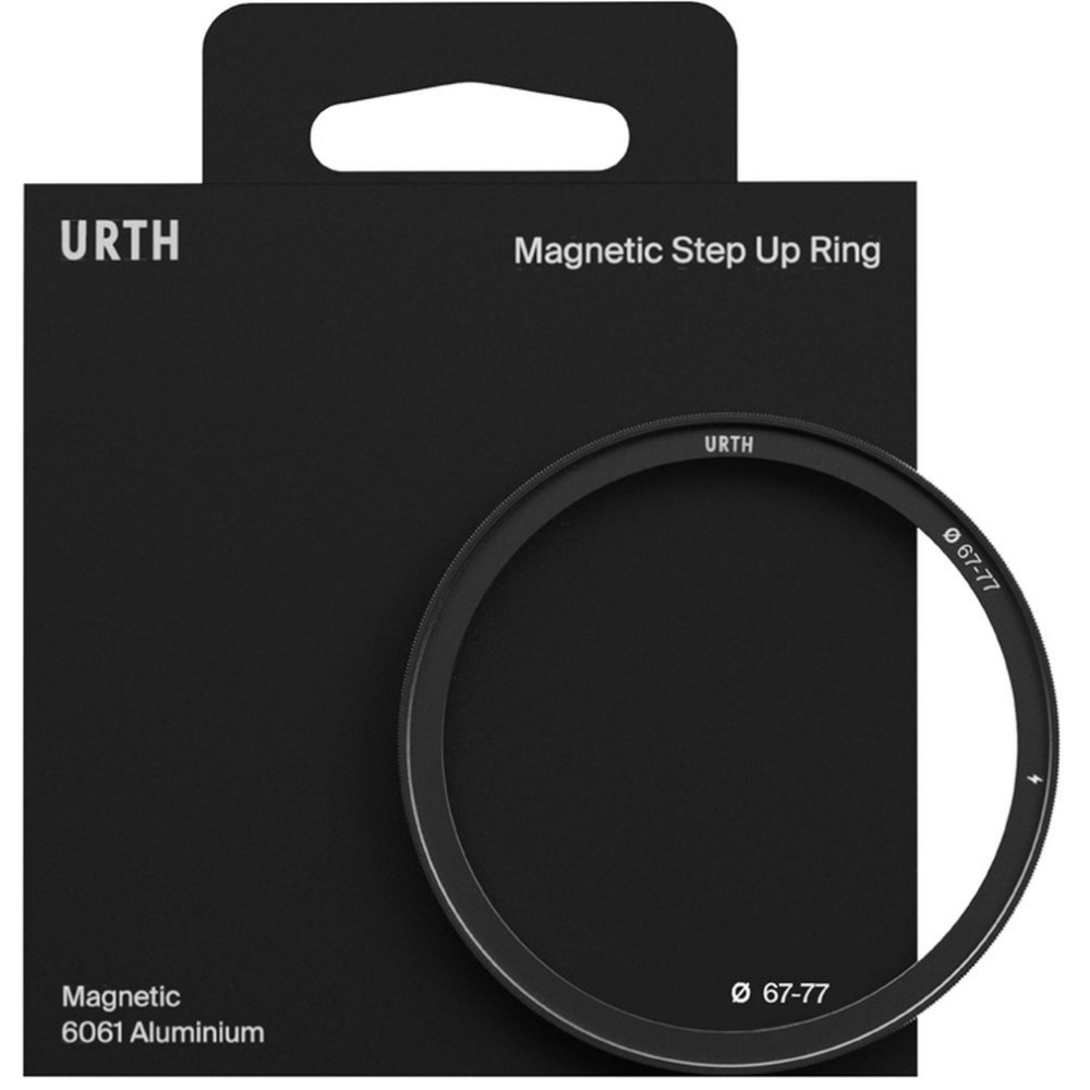 Zwarte URTH magnetische step-up ring, 67-77mm, aluminium