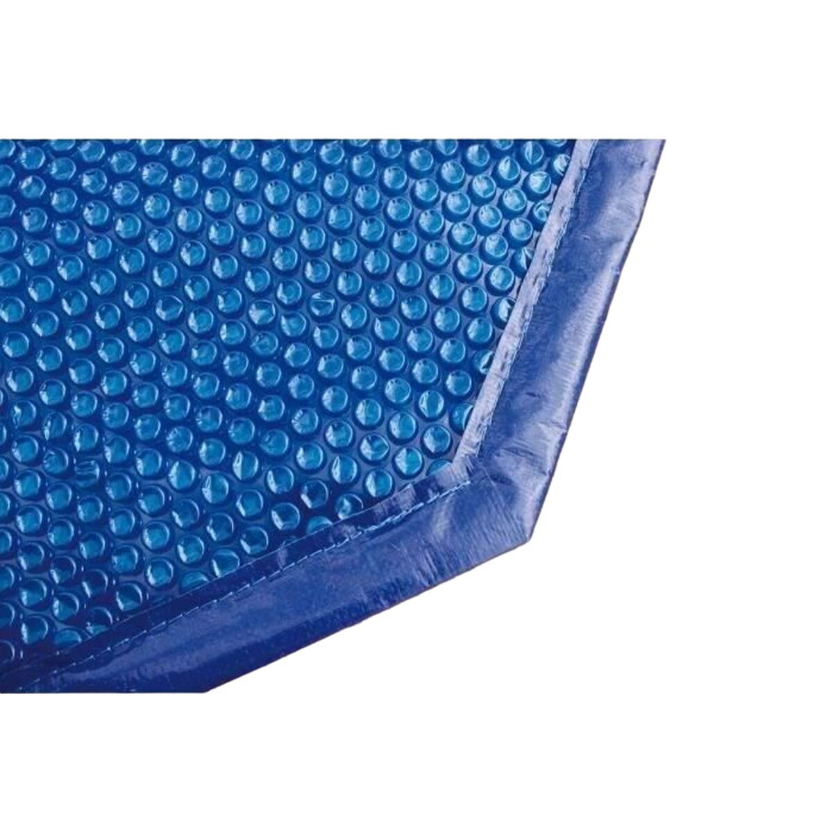Ein blauer Solarabdeckungsstoff mit Blasen und einem verstärkten Rand.