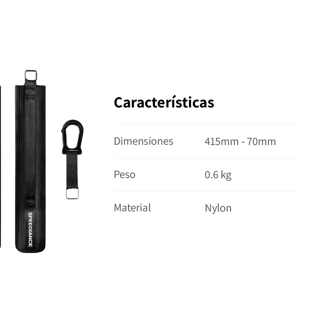 Correa negra con anilla D: 415-70mm, 0.6kg, nailon.