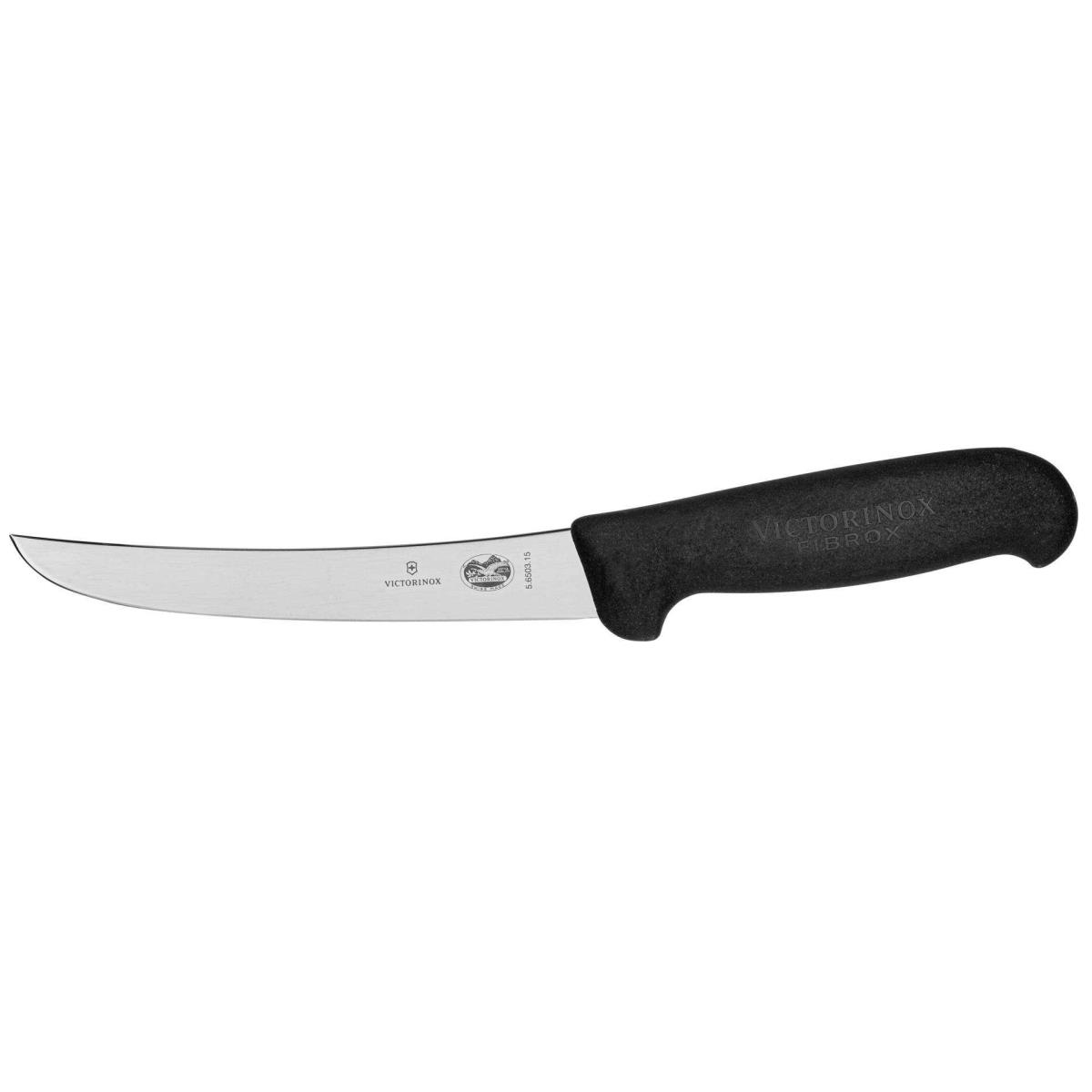 Siyah saplı gümüş Victorinox Fibrox bıçak.