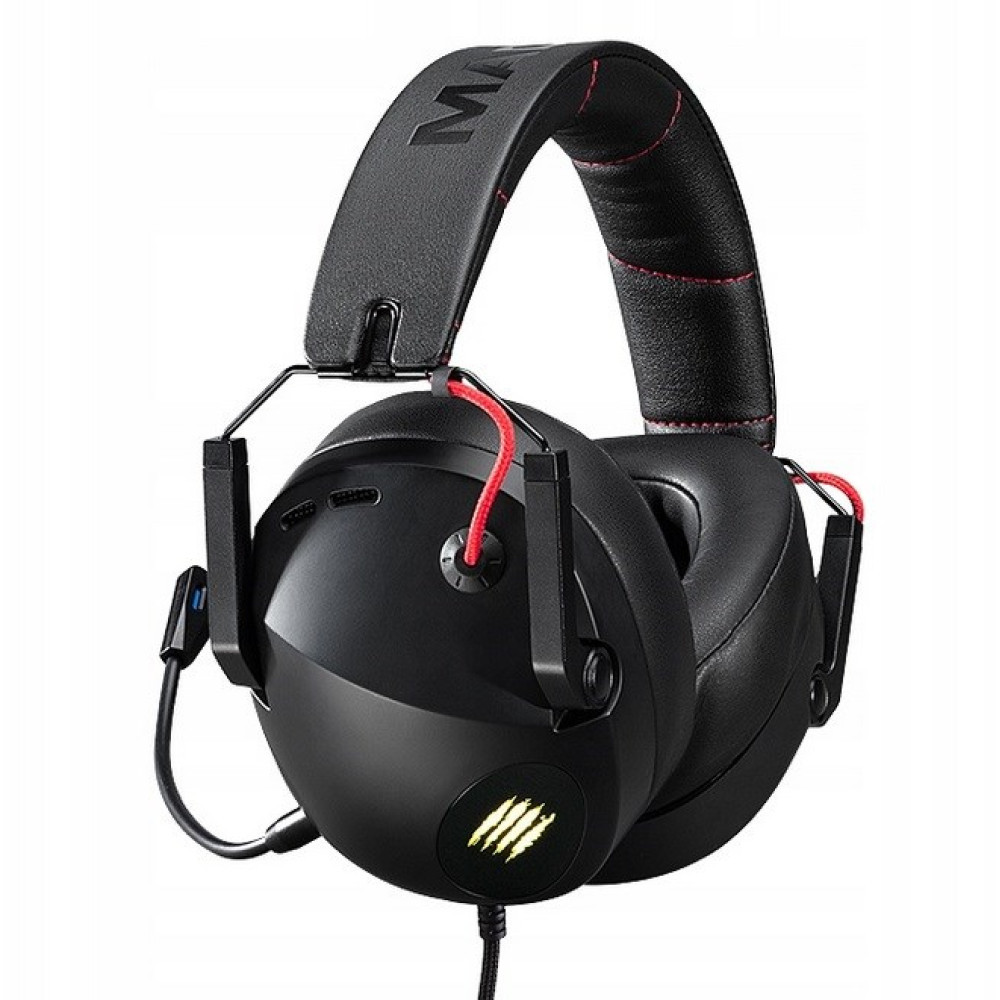 Schwarzer Over-Ear-Gaming-Kopfhörer mit roten Akzenten und beleuchtetem Logo.
