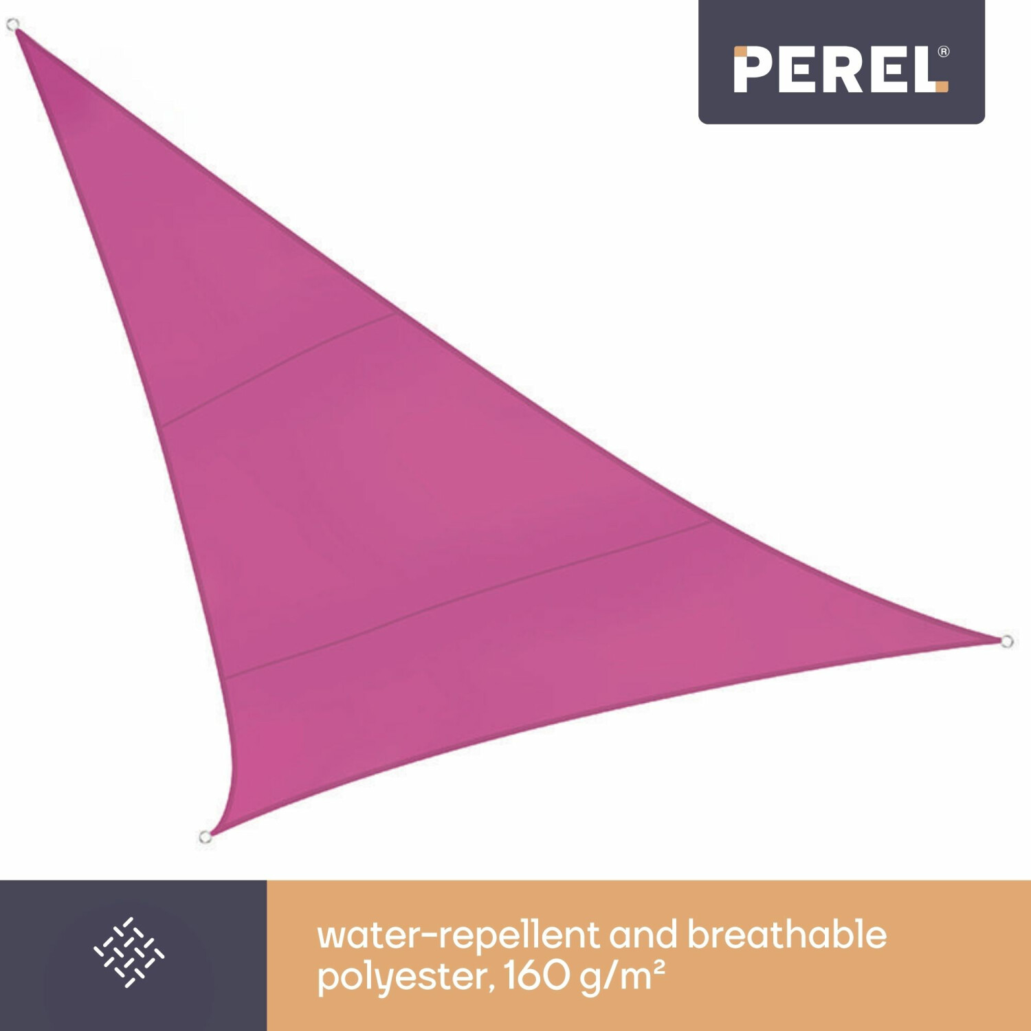 Pinkes Sonnensegel aus Polyester, wasserabweisend und atmungsaktiv.
