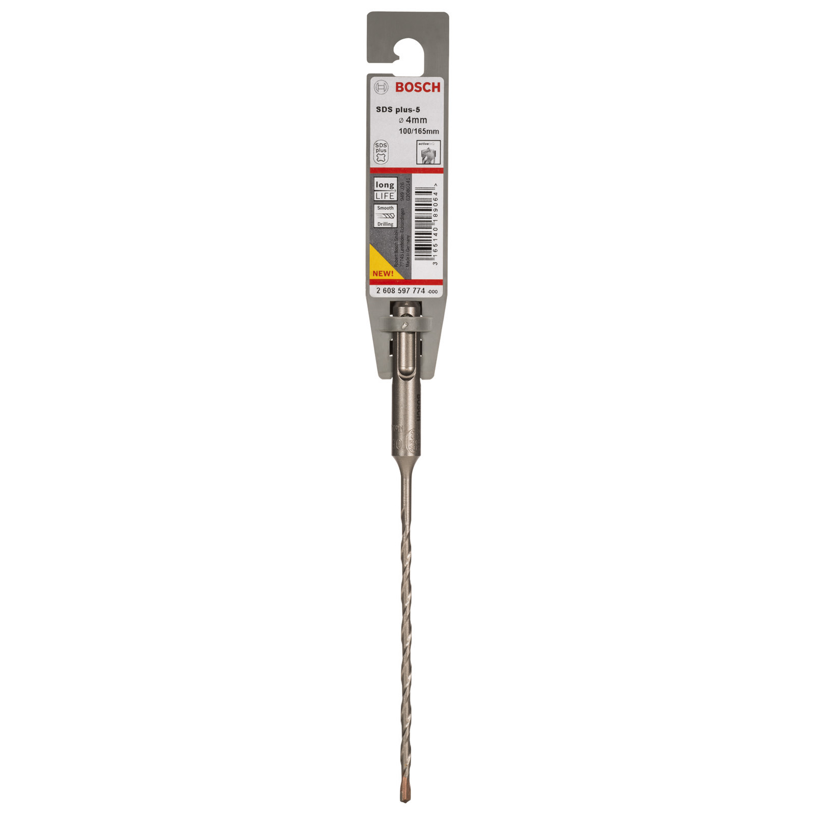 Bosch SDS plus-5 Bohrer, 4mm Durchmesser, 100/165mm, lang, neu.