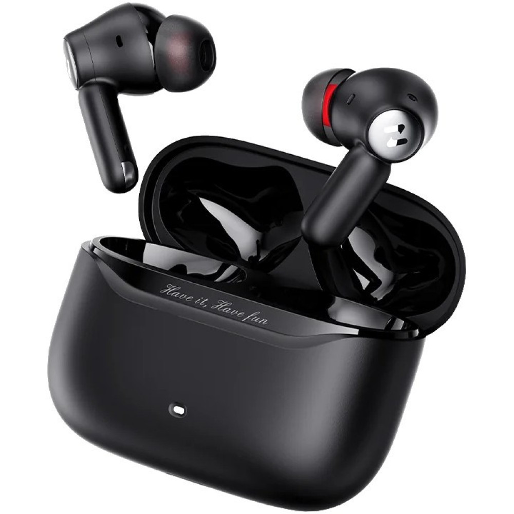 Auricolari wireless neri con custodia di ricarica incisa "Have it, Have fun".
