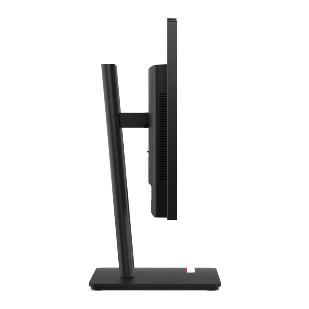 Czarny monitor komputerowy w profilu na białym tle. Minimalistyczny design z wąską ramką.
