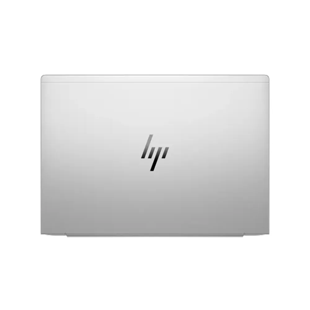Kapalı, gümüş rengi HP dizüstü bilgisayar, kapağında HP logosu bulunur.