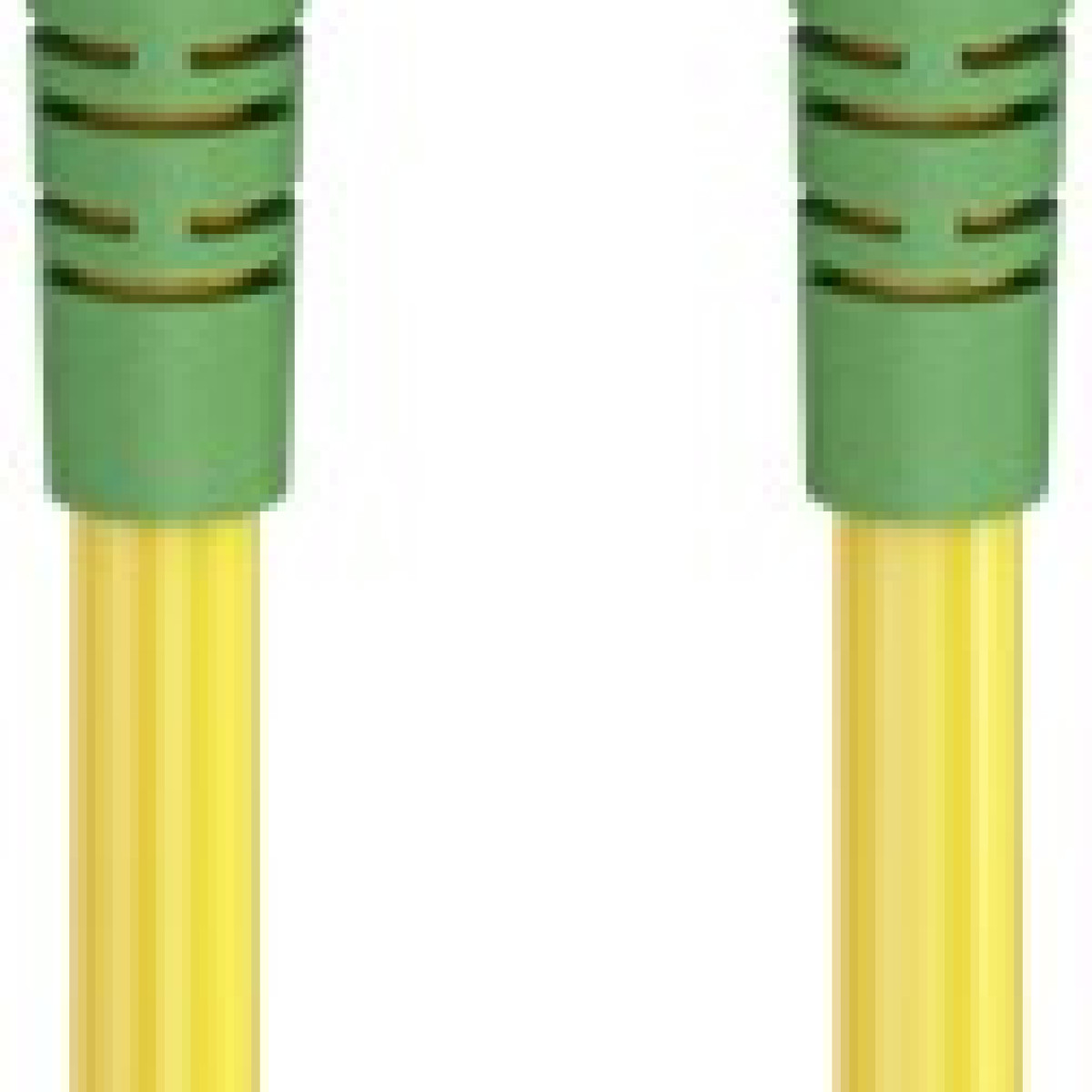 Dos cables amarillos con extremos de conector verdes con ranuras.