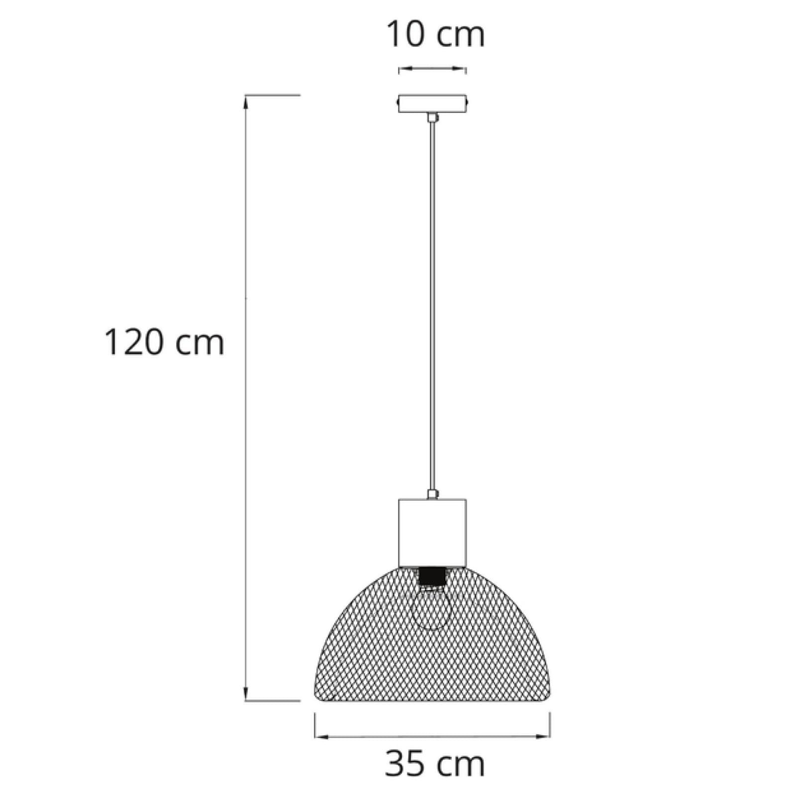 Technische Zeichnung einer Hängeleuchte: 120 cm Höhe, 35 cm Breite.