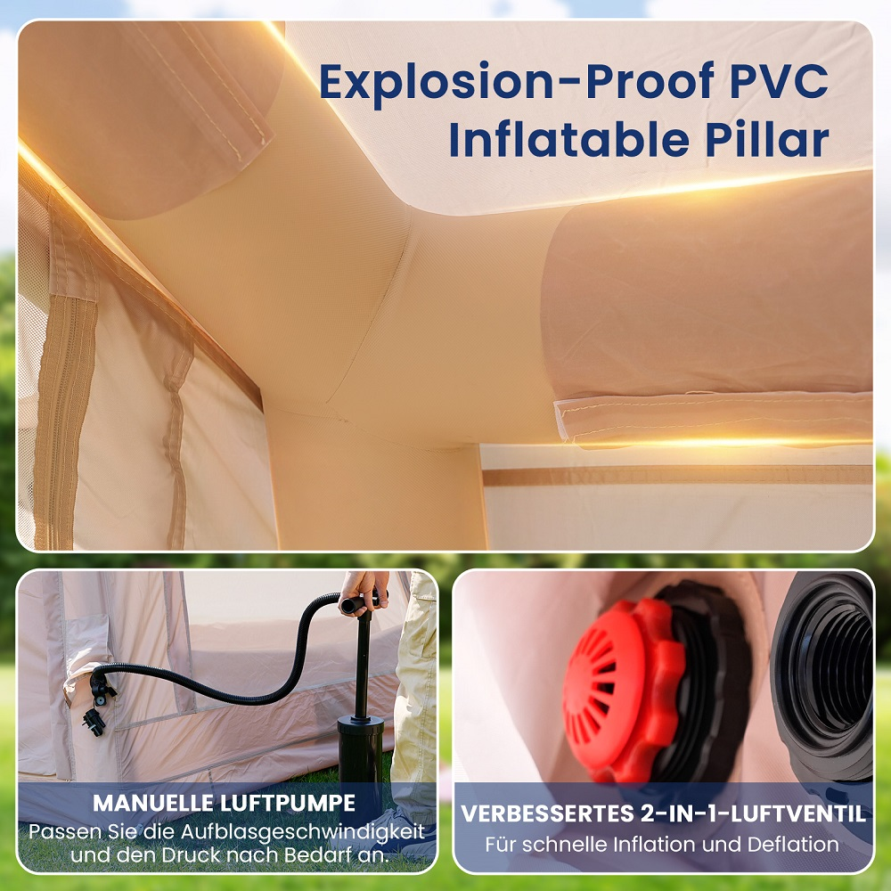 Aufblasbare Säule aus explosionsgeschütztem PVC, manuelle Pumpe und 2-in-1-Ventil.