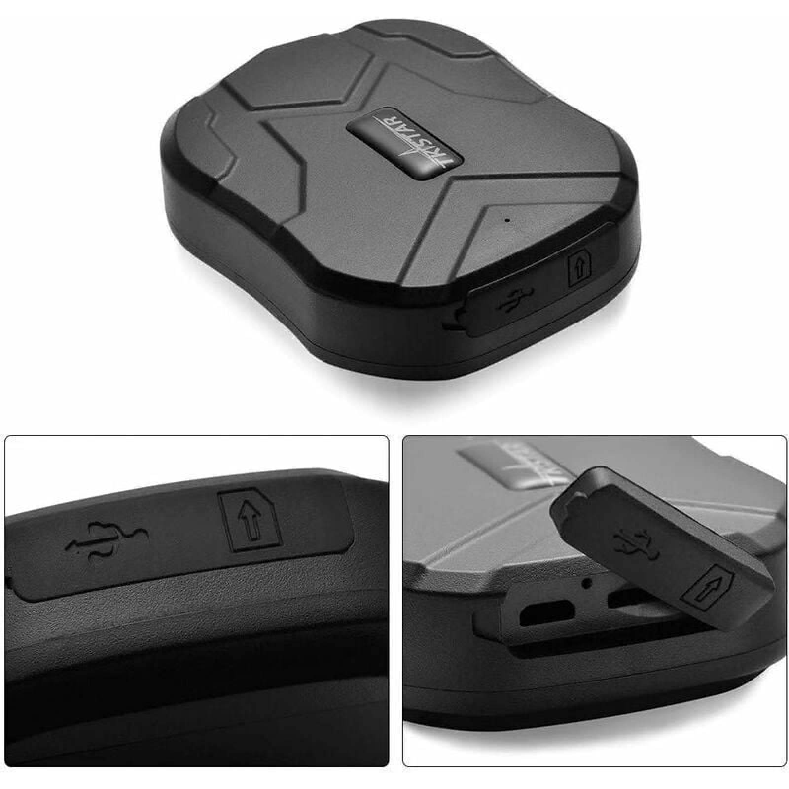 Schwarzes, rechteckiges Gerät mit Tristar-Logo. Nahaufnahmen zeigen USB- und SIM-Karten-Symbol.