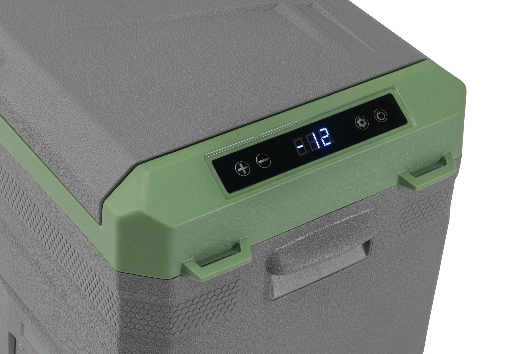 Grauer und grüner Kühlbox mit digitaler Anzeige 8.82.