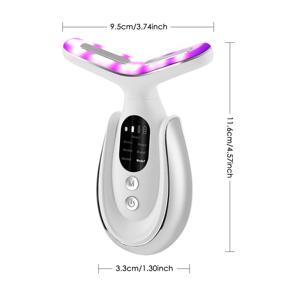Ein weißes Hautpflegegerät mit LED-Licht und Modi.