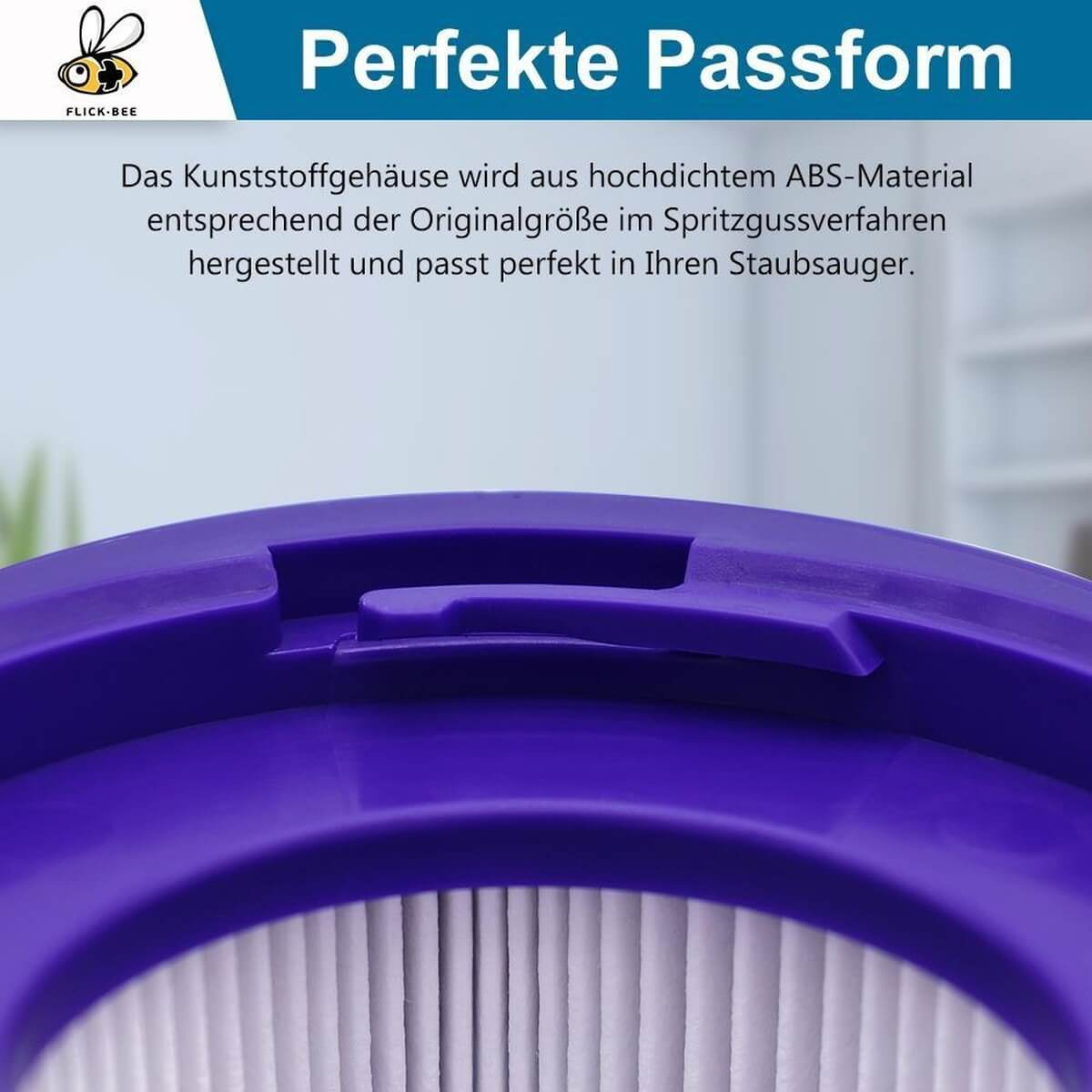 Lila Kunststoffgehäuse mit weißem Filter, perfekt passend für Staubsauger.