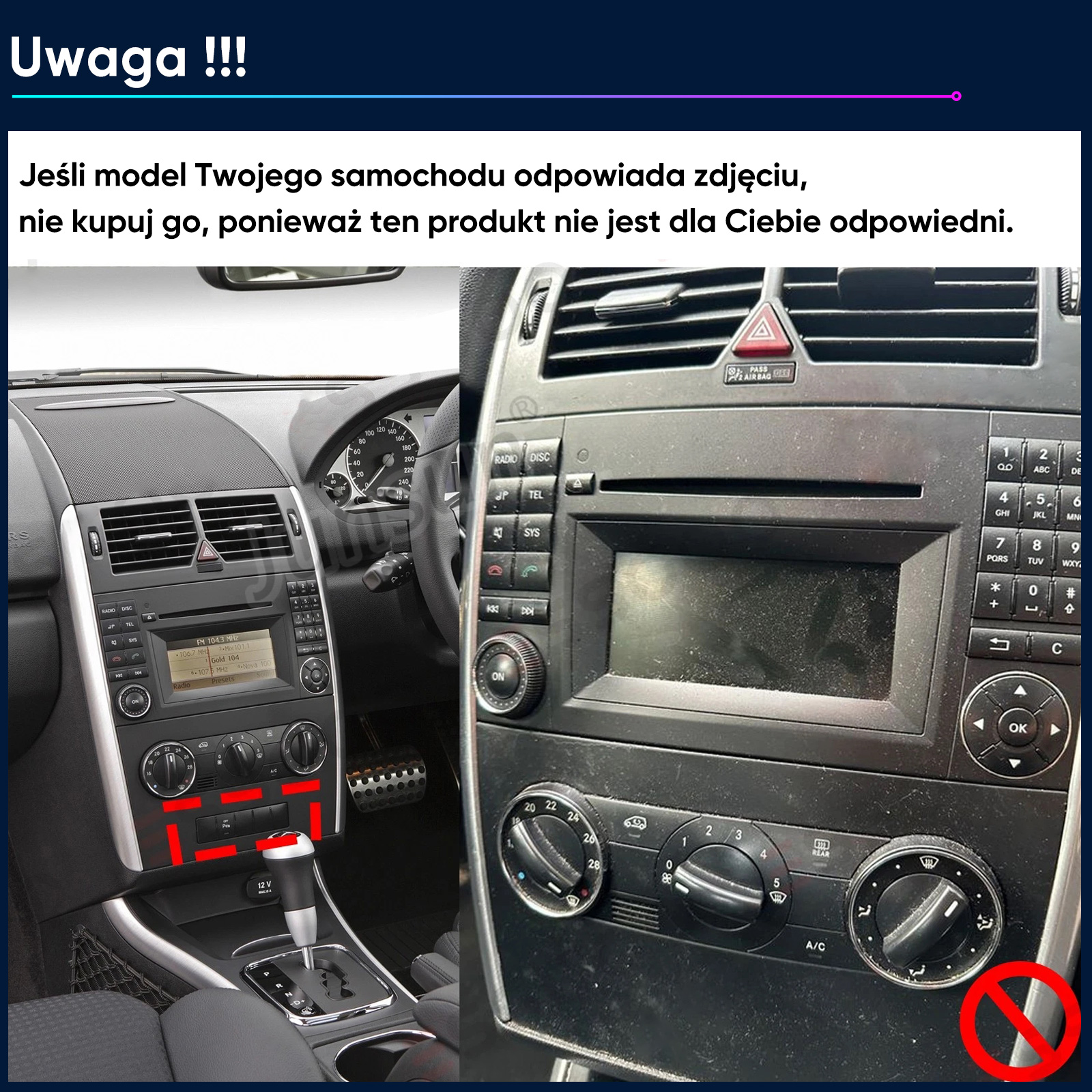 Widok wnętrza samochodu, skupiający się na desce rozdzielczej i konsoli środkowej.