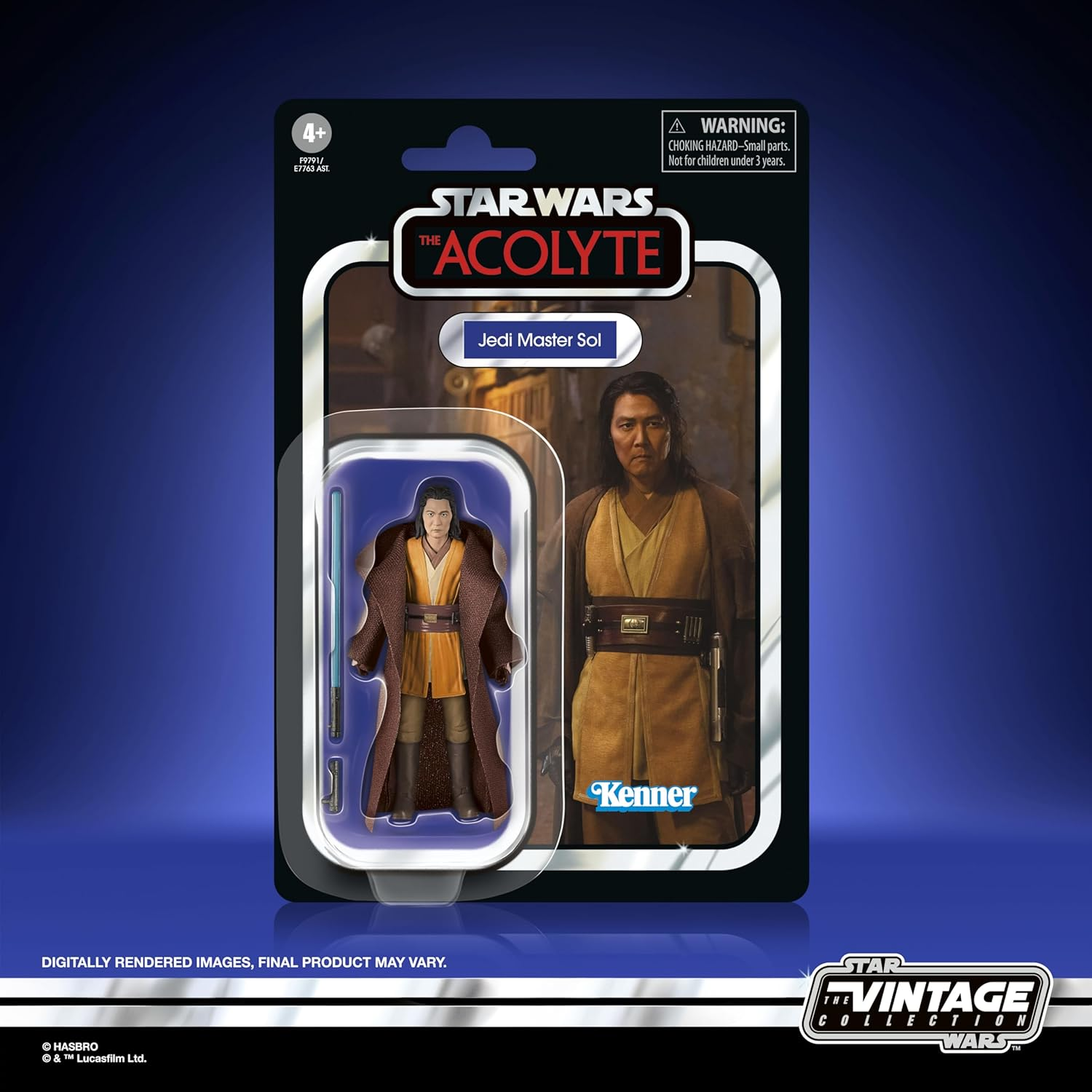 Star Wars The Acolyte Jedi Master Sol Actionfigur in Verpackung.