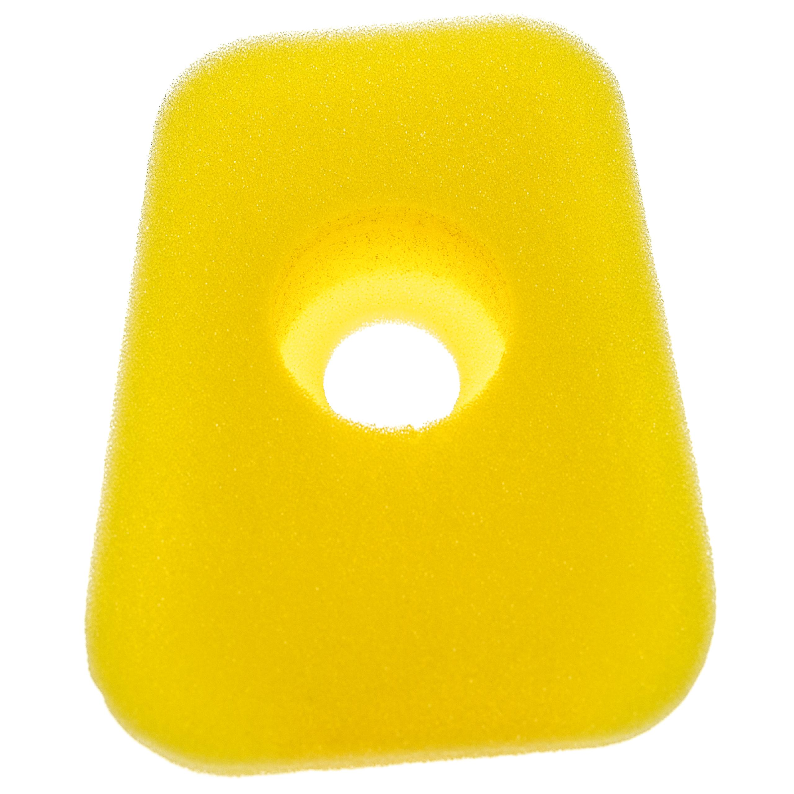 Ein gelber Schaumstofffilter mit rundem Ausschnitt.
