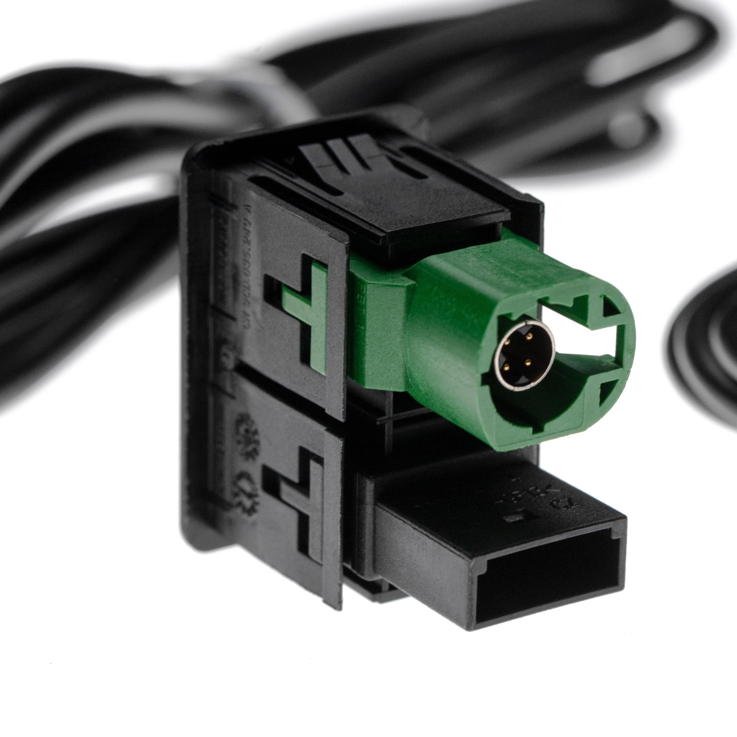 Ein schwarzer Stecker mit grünem Einsatz und mehreren Pins.