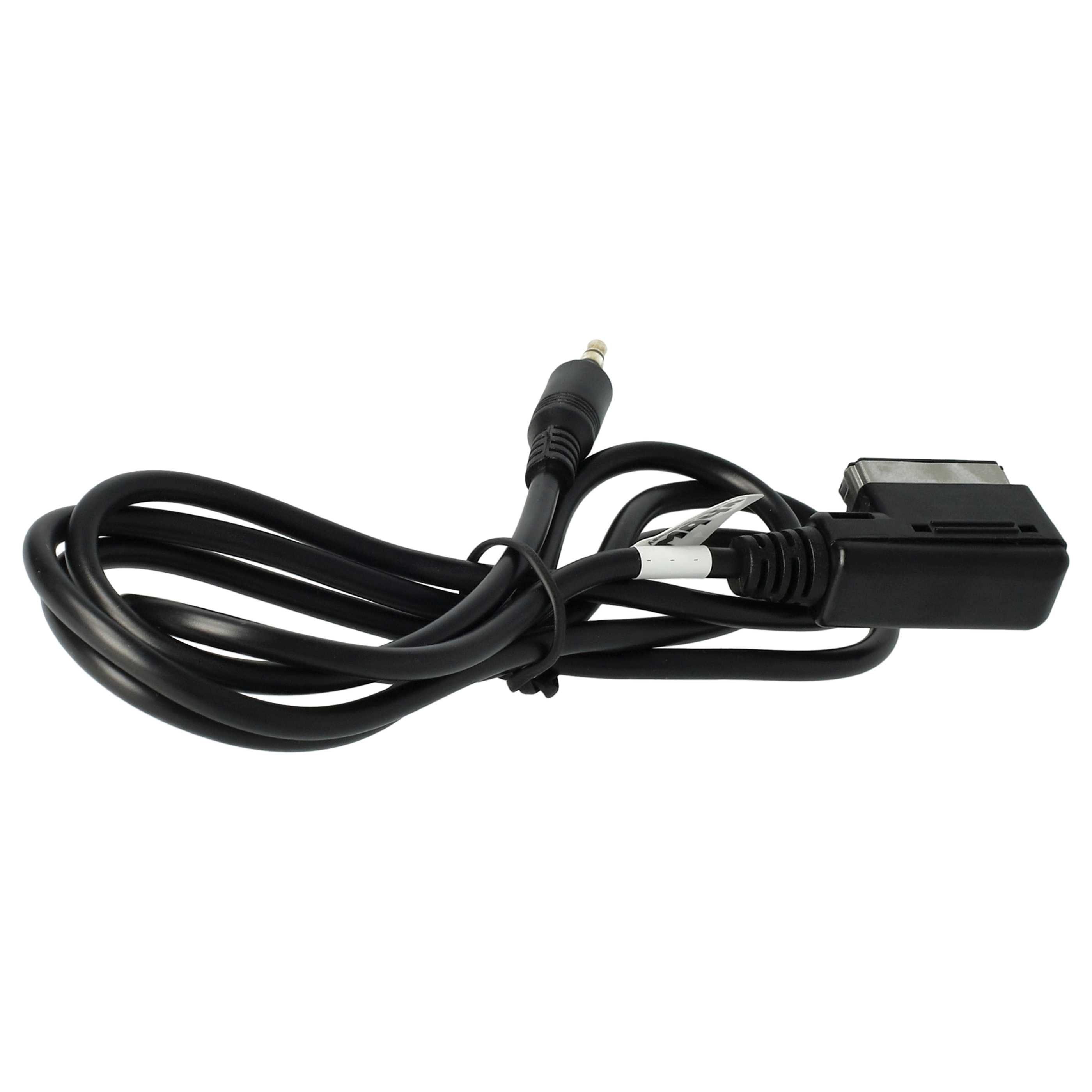 Schwarzes Kabel mit 3,5-mm-Klinkenstecker und SCART-Stecker.