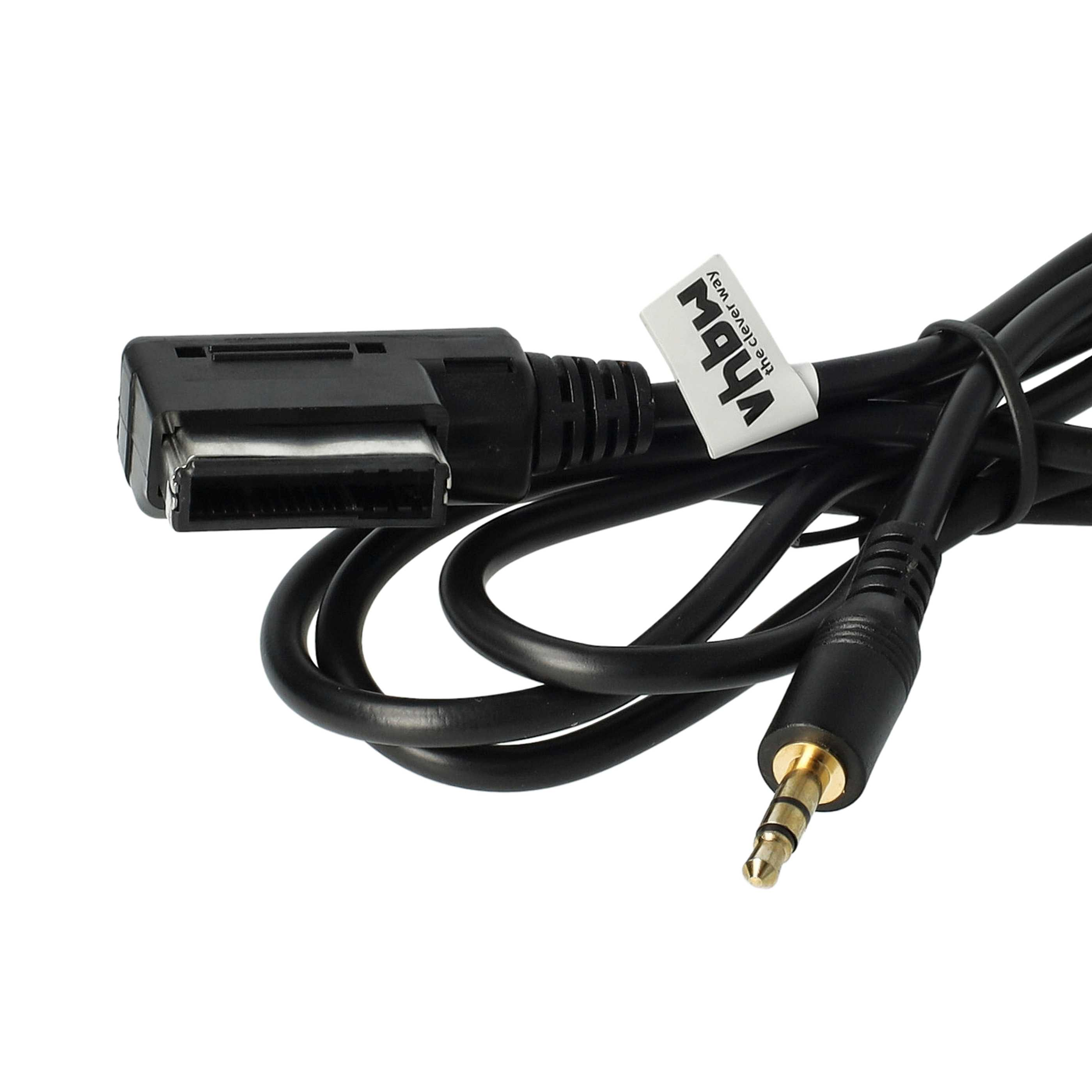 Ein schwarzes Kabel mit einem SCART-Stecker und einem 3,5-mm-Klinkenstecker.