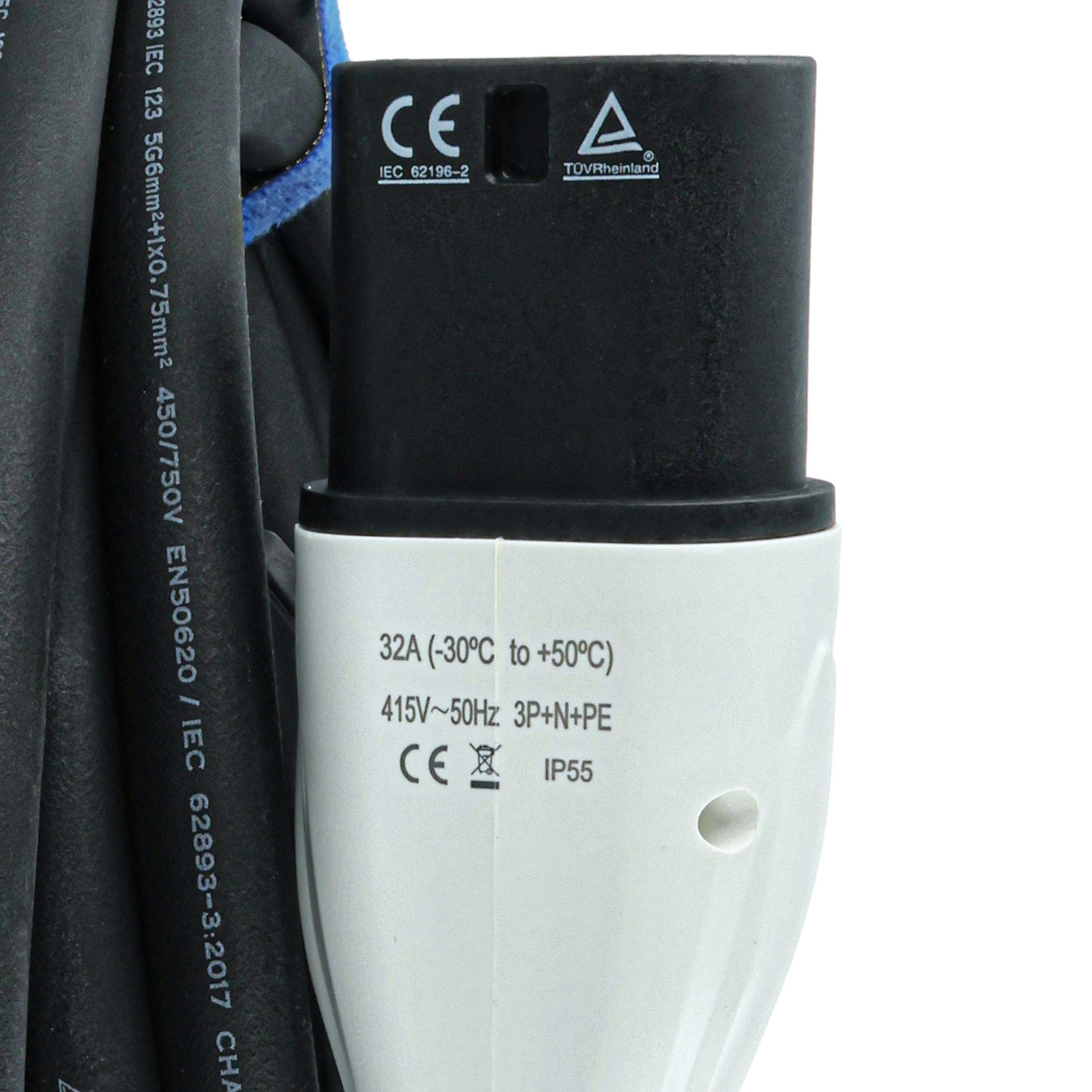 Ladekabel mit CE, TÜV-Zeichen, 32A, 415V, IP55.