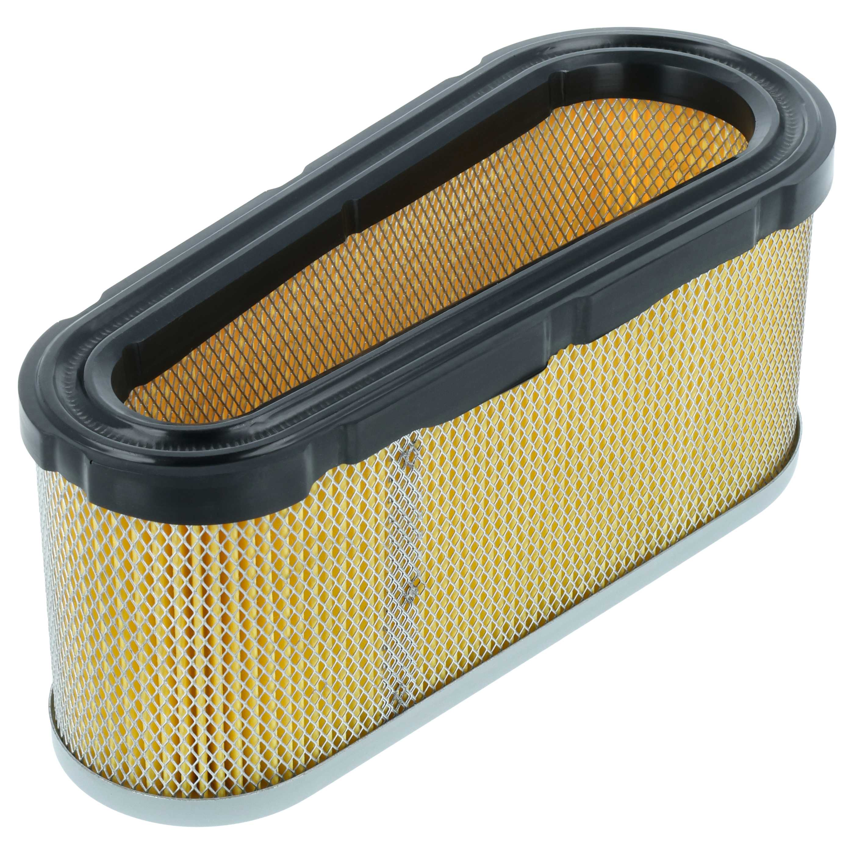 Ein rechteckiger Luftfilter mit gelbem Filtermaterial und schwarzem Rahmen.