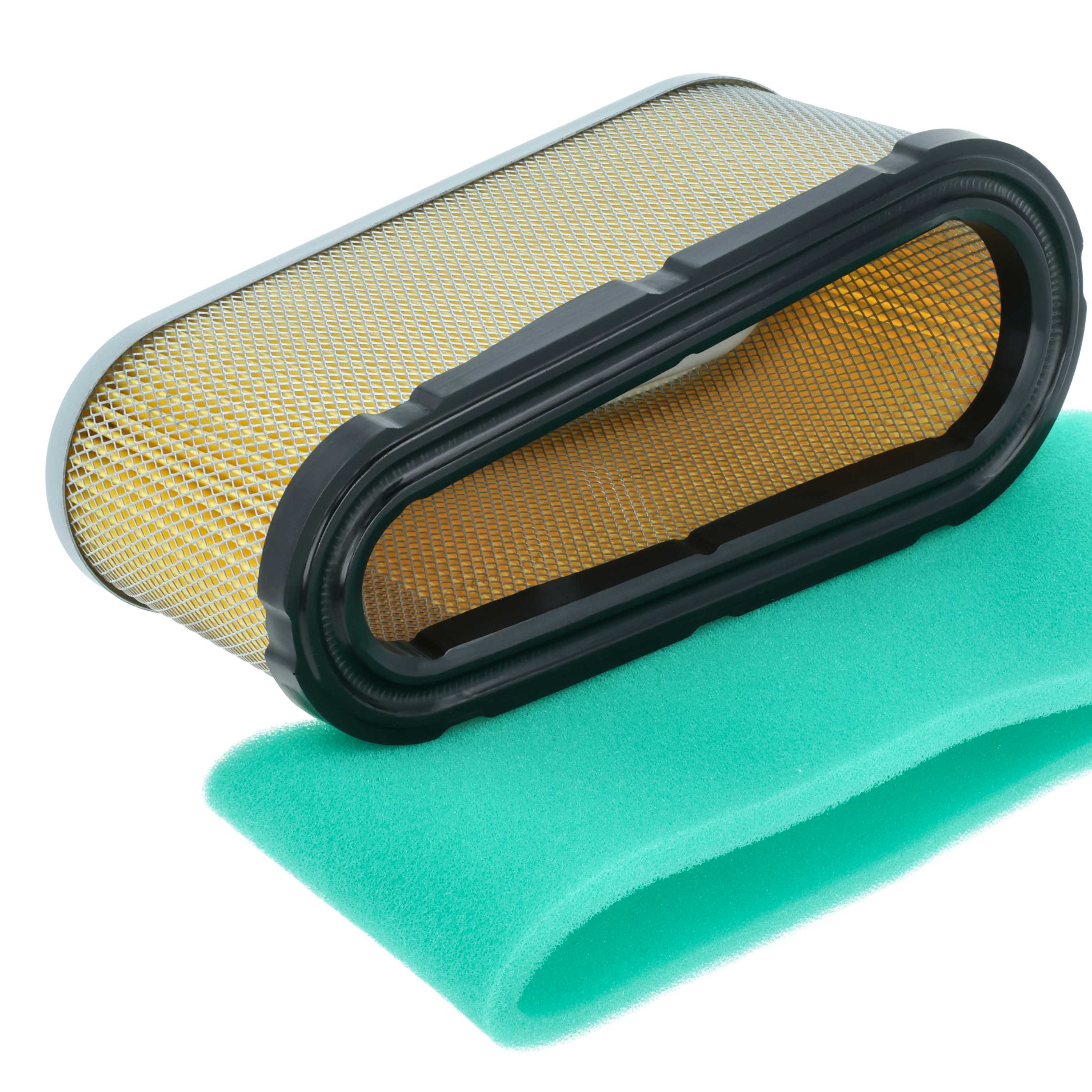 Ein rechteckiger Luftfilter mit gelbem Filterelement und schwarzem Gummiabdichtung.