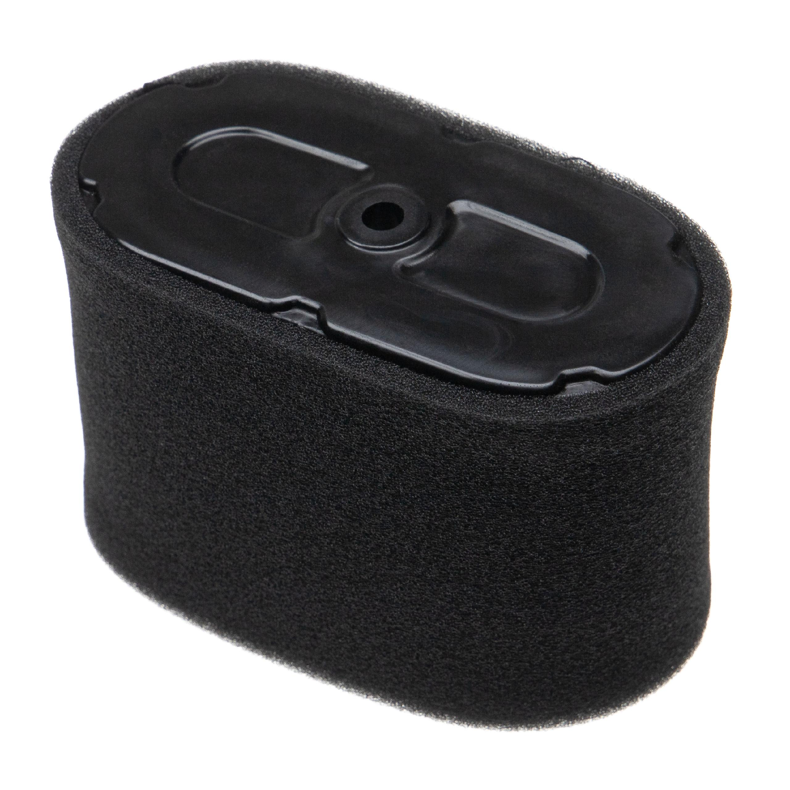 Schwarzer Schaumstoff-Luftfilter mit schwarzem Plastikdeckel und zentraler Öffnung.