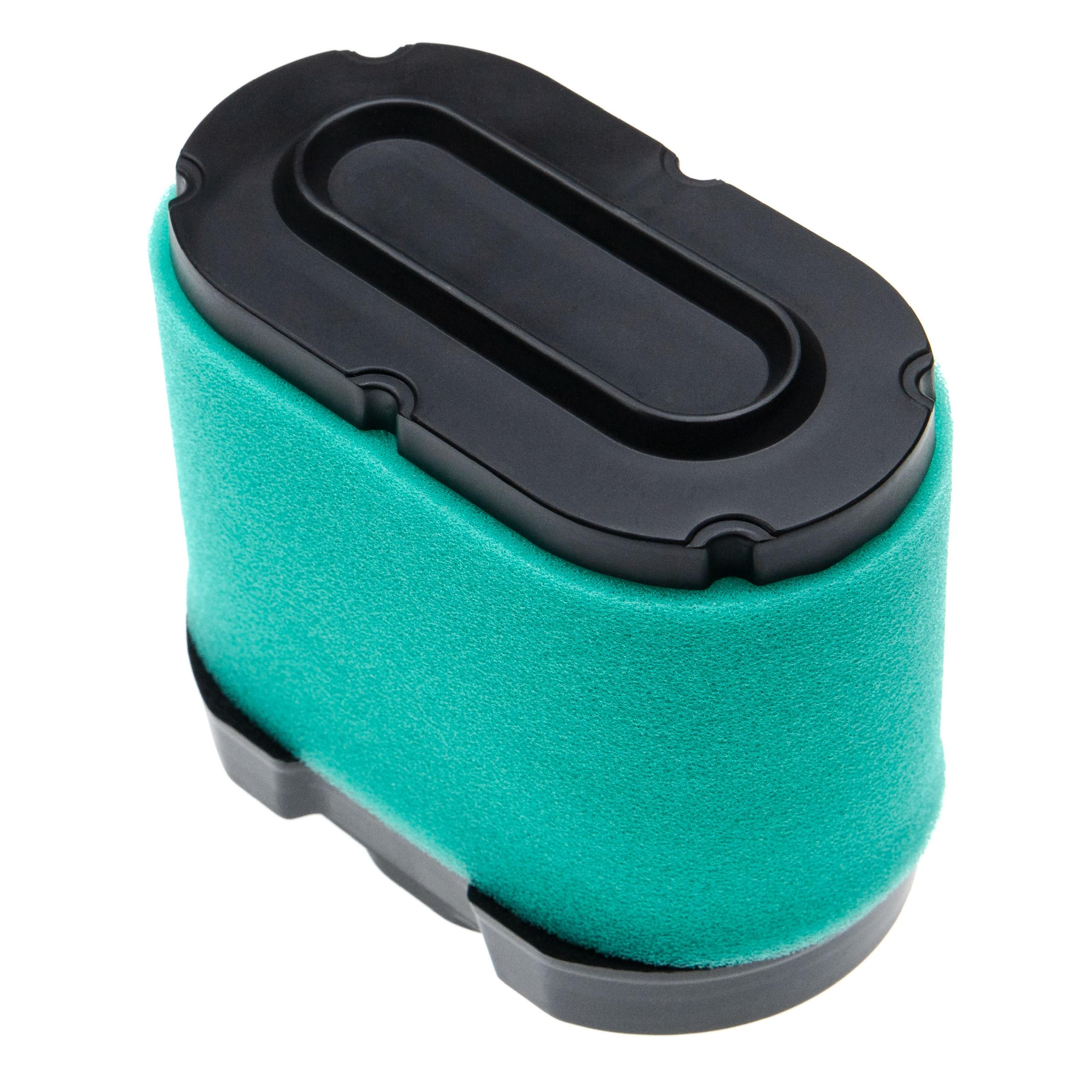 Ein grüner Schaumstofffilter mit schwarzem Oberteil und Unterteil auf weißem Hintergrund.