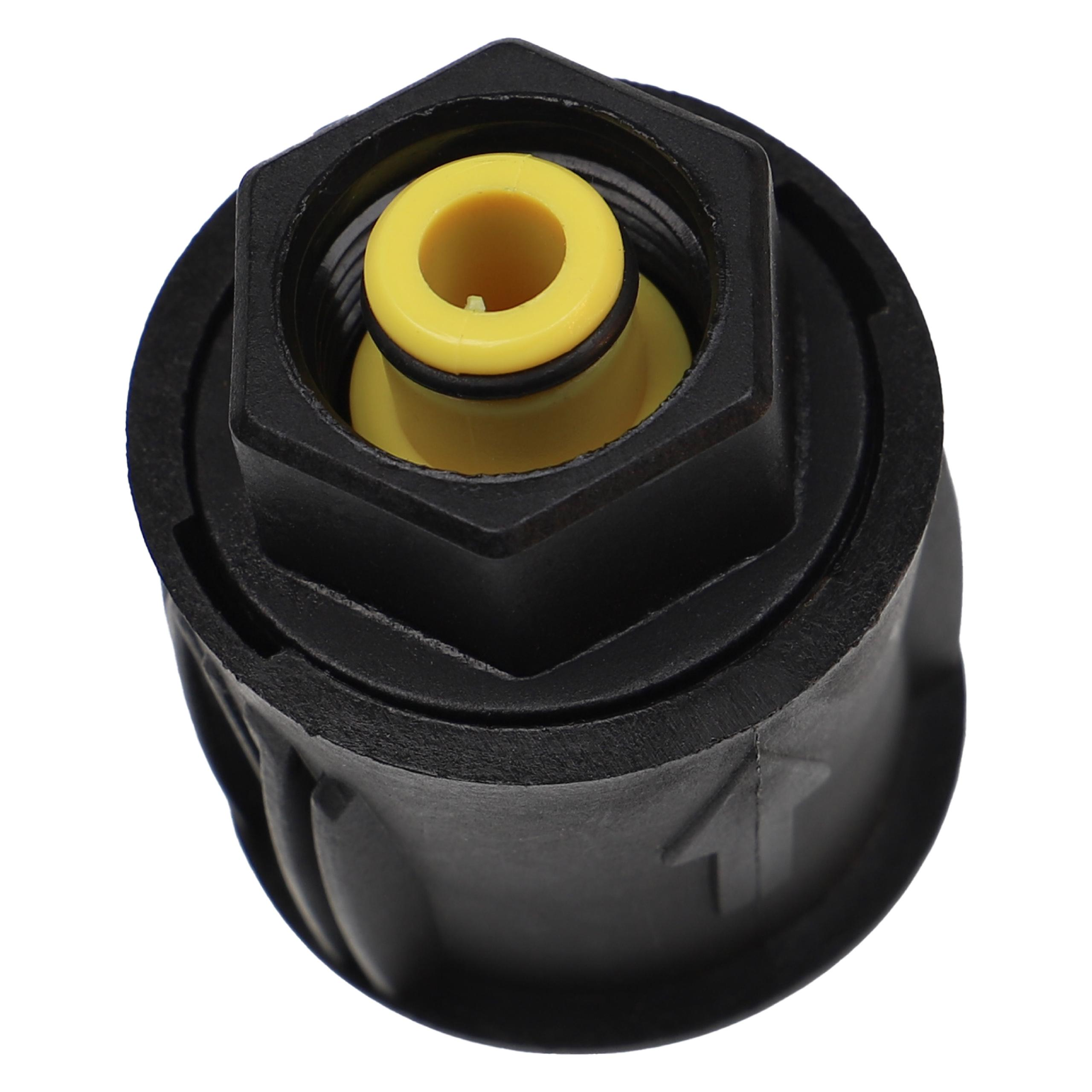 Schwarzes Anschlussstück mit gelbem Innenteil und O-Ring.