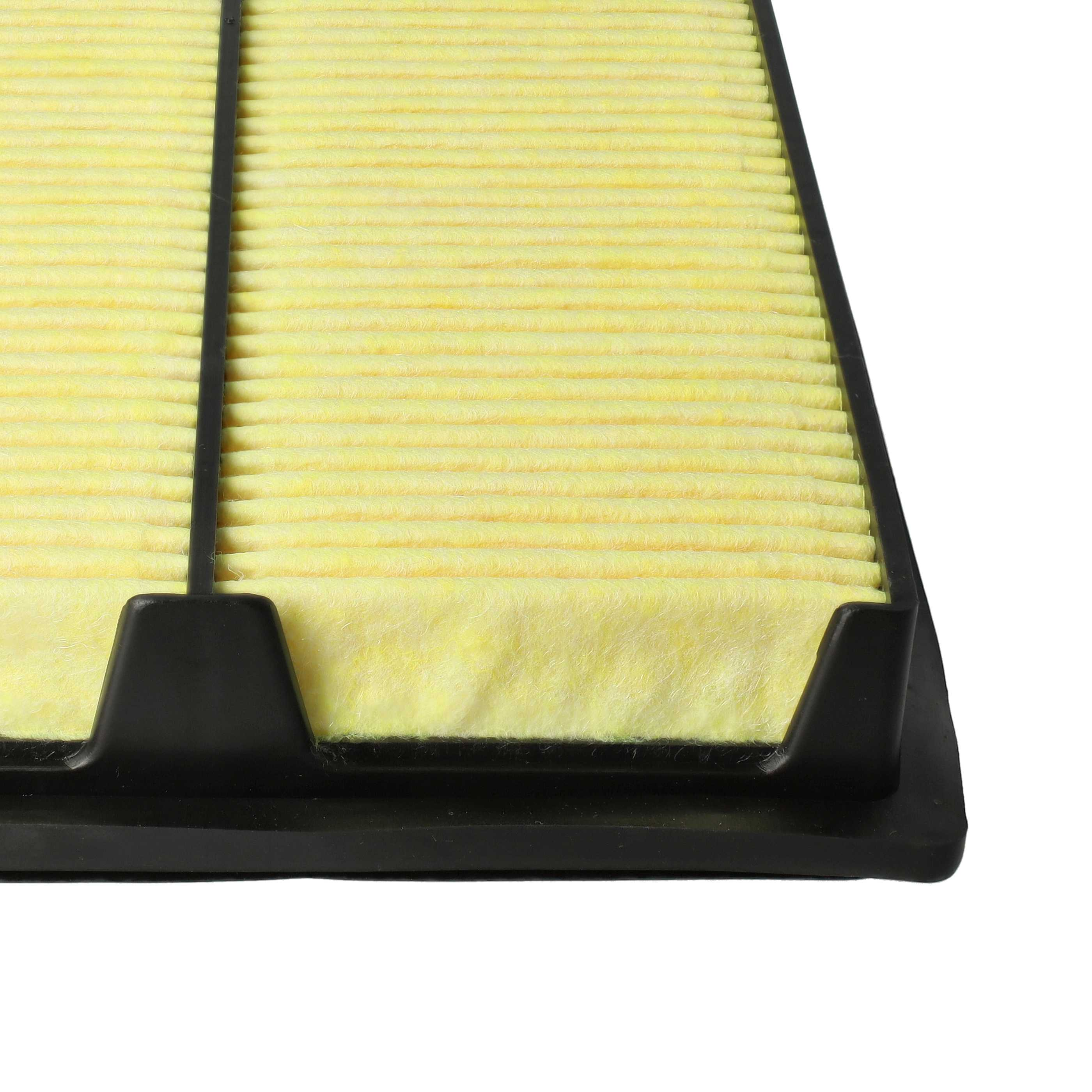 Gelber Luftfilter mit schwarzen Halterungen, aus Papier.
