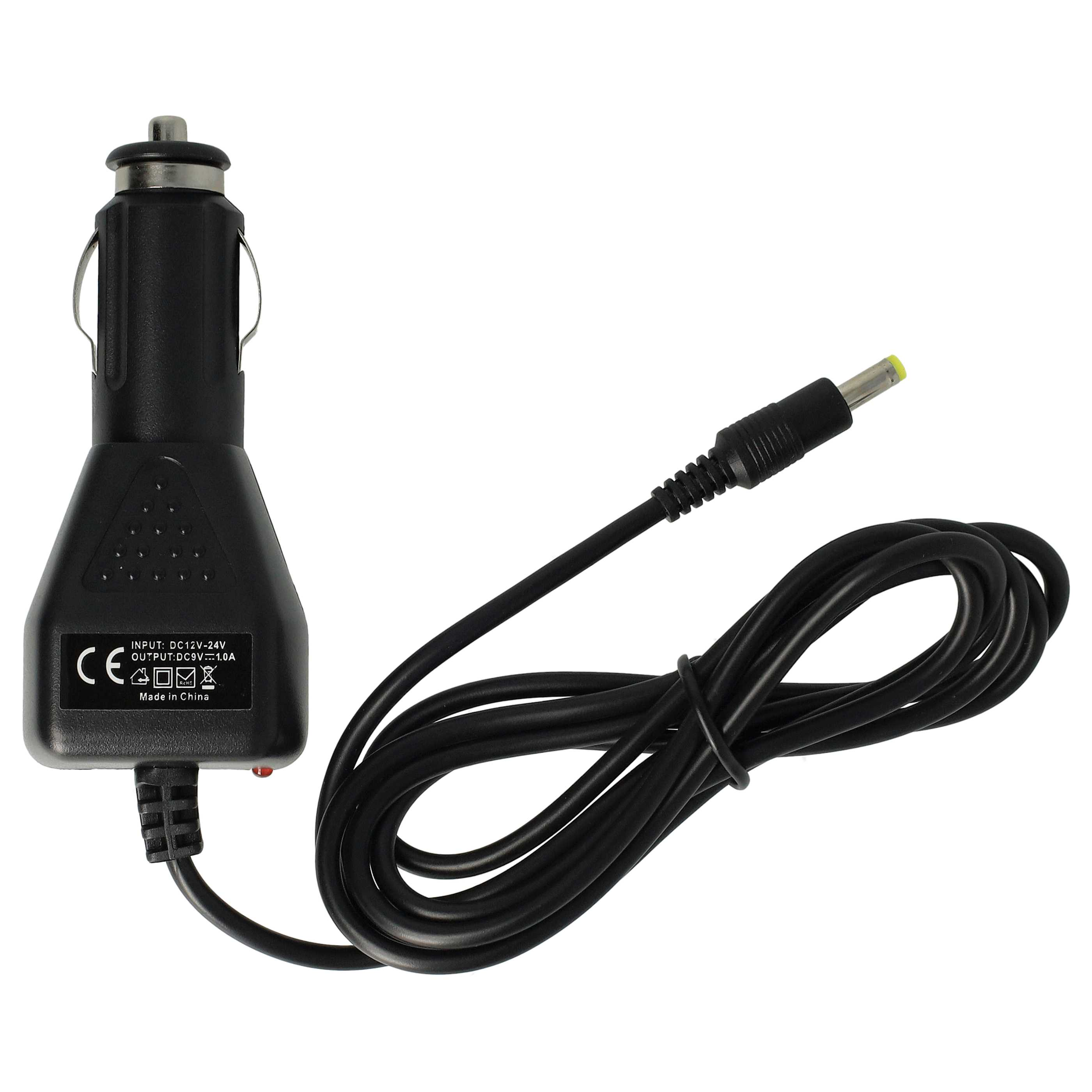 Schwarzer Zigarettenanzünder-Adapter mit Kabel und Stecker.