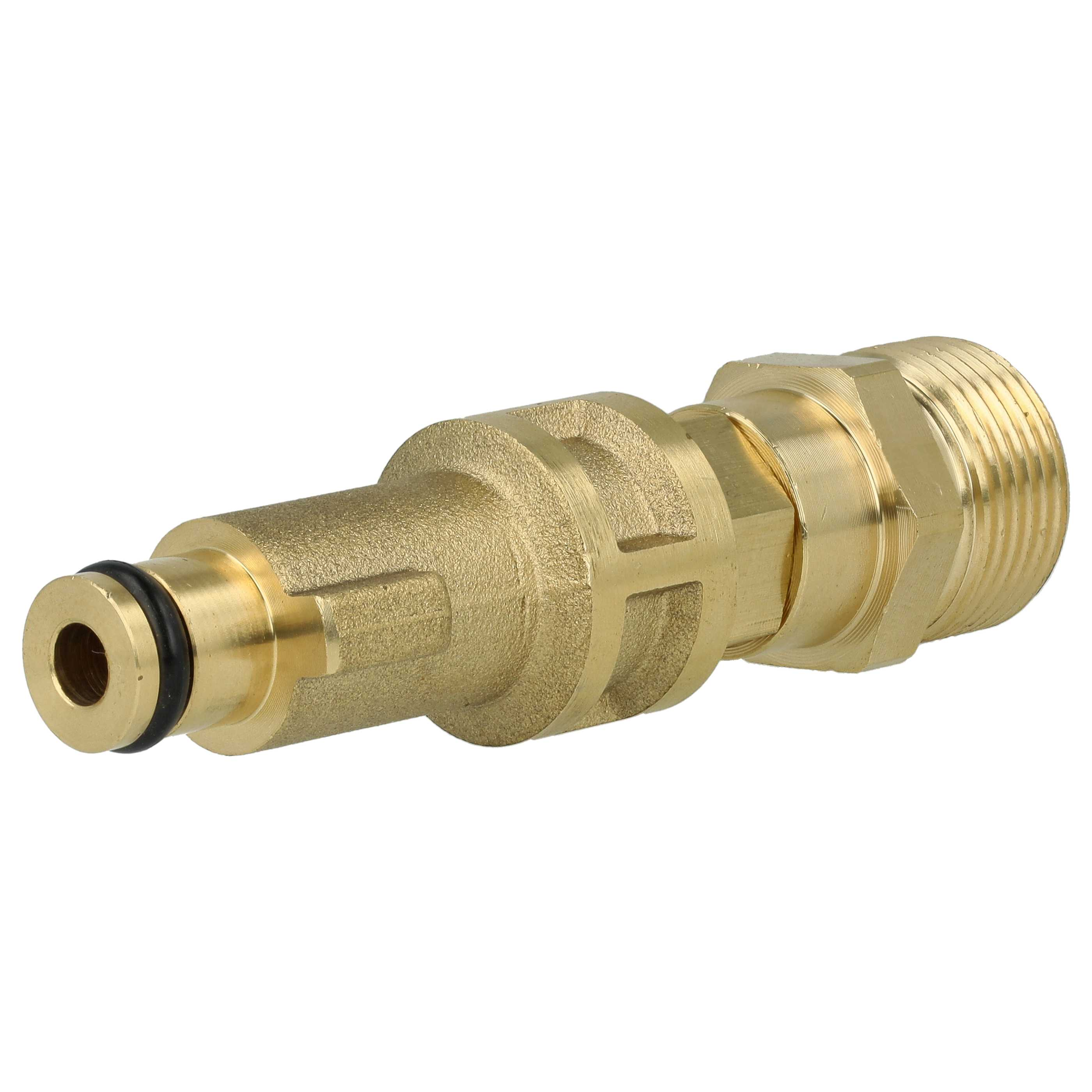 Ein goldener Messingadapter mit Gewinde und O-Ring-Anschluss.