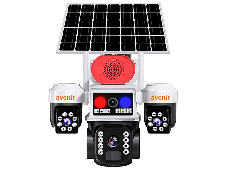 AVENIR AV-S264W Beyaz 3 Kameralı 6 MP Güneş Panelli Solar Wi-Fi