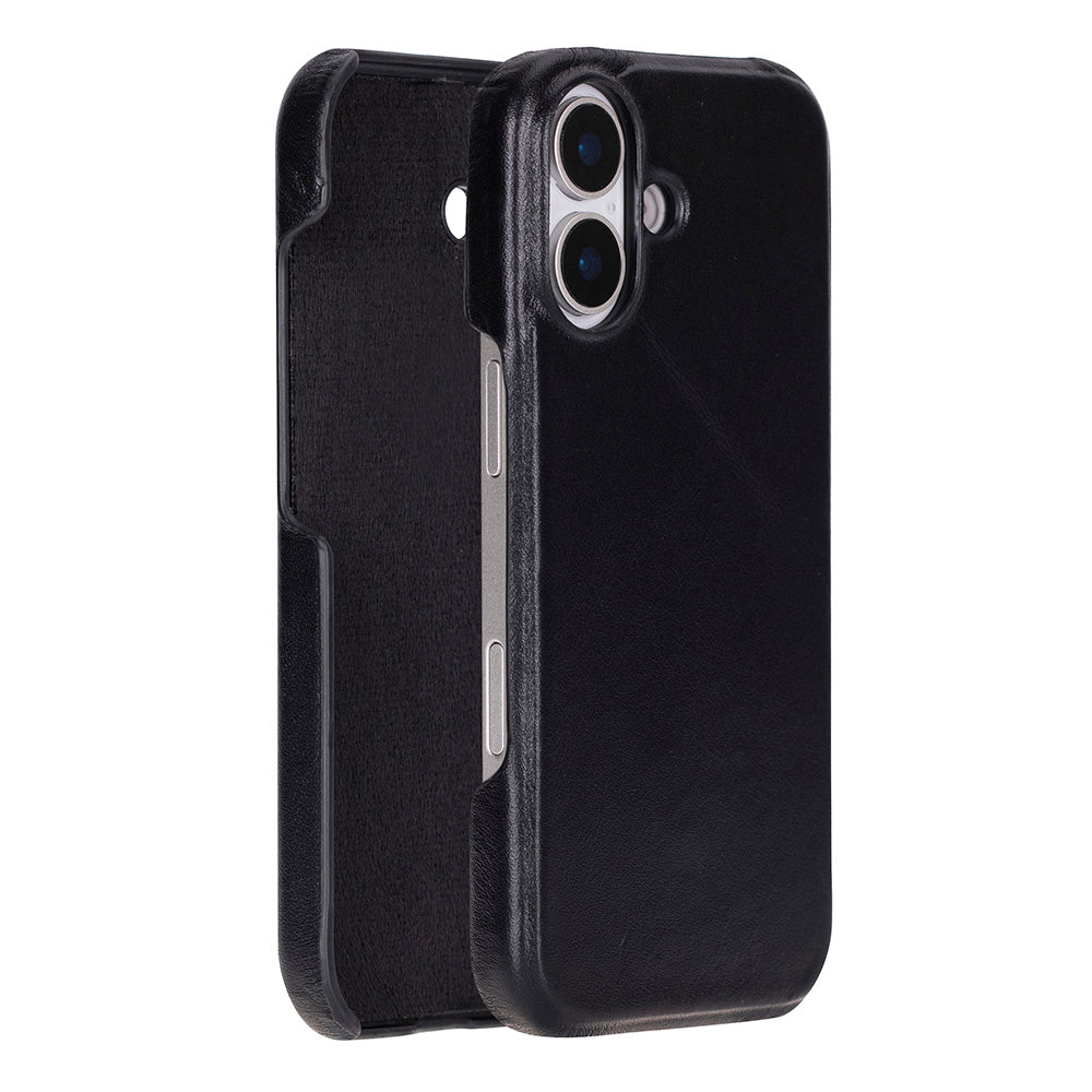 Arkada iki kamera lensi bulunan siyah telefon kılıfı.
