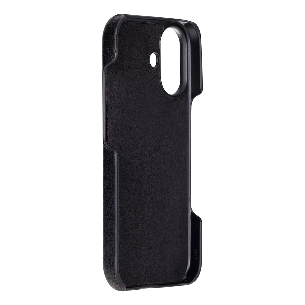 Kamera ve düğmeler için kesikli siyah telefon kılıfı.
