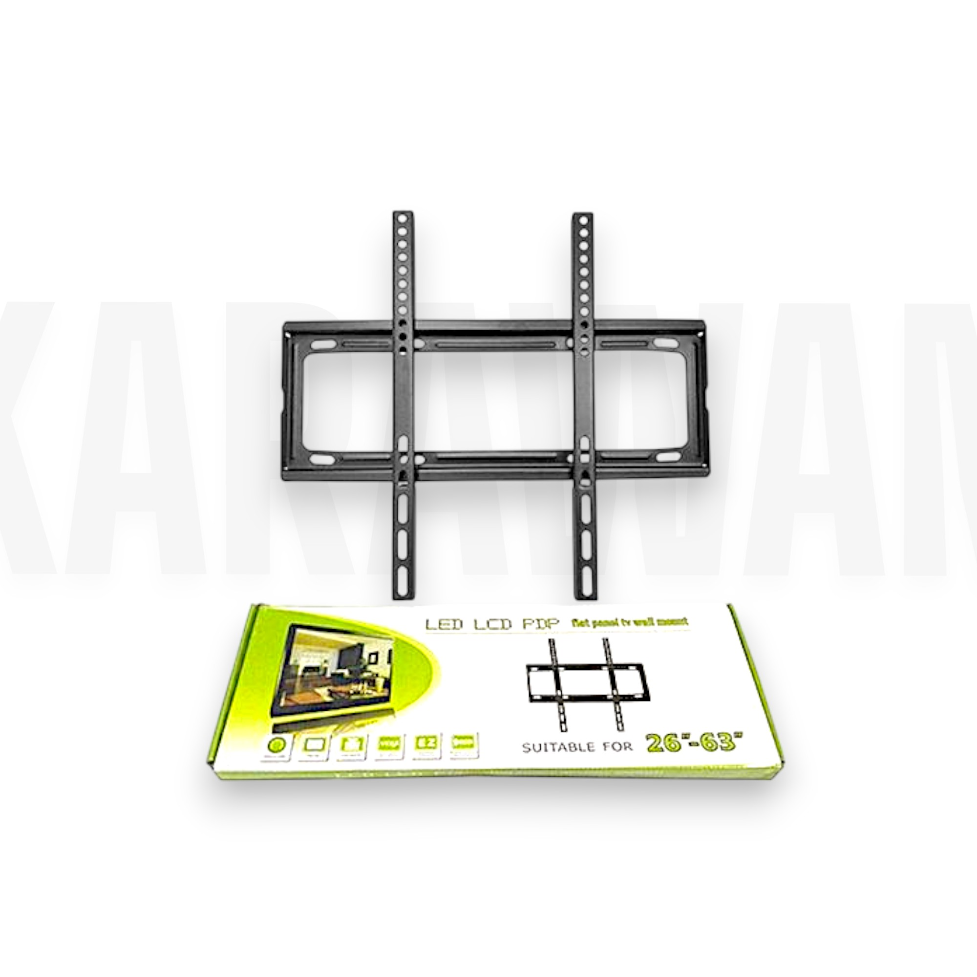 Soporte de pared negro para TV de pantalla plana, apto para 26-63 pulgadas.