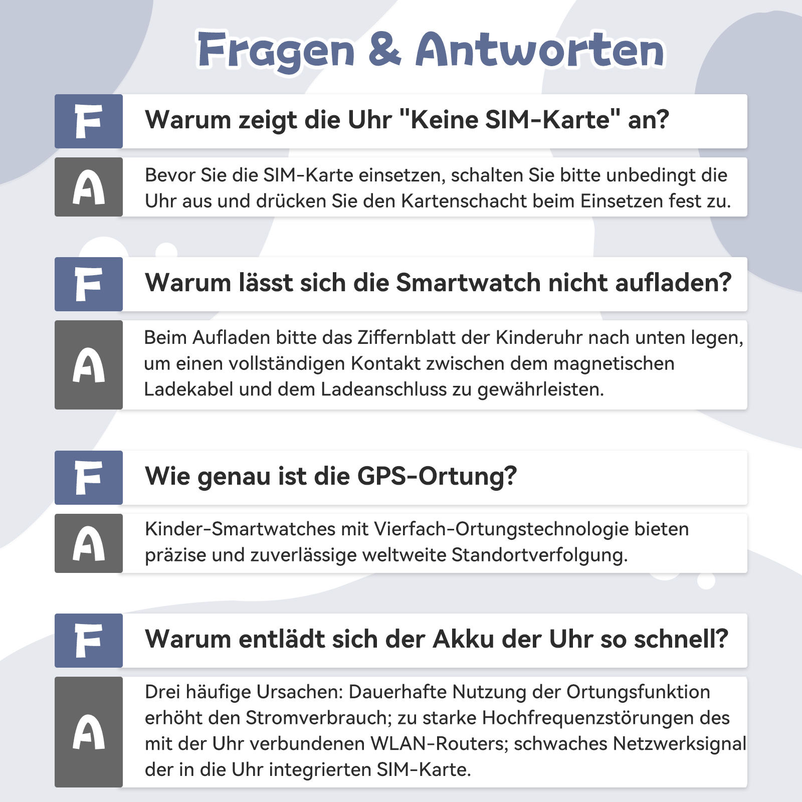 Fragen & Antworten zu Smartwatches: SIM-Karte, Aufladen, GPS, Akku.