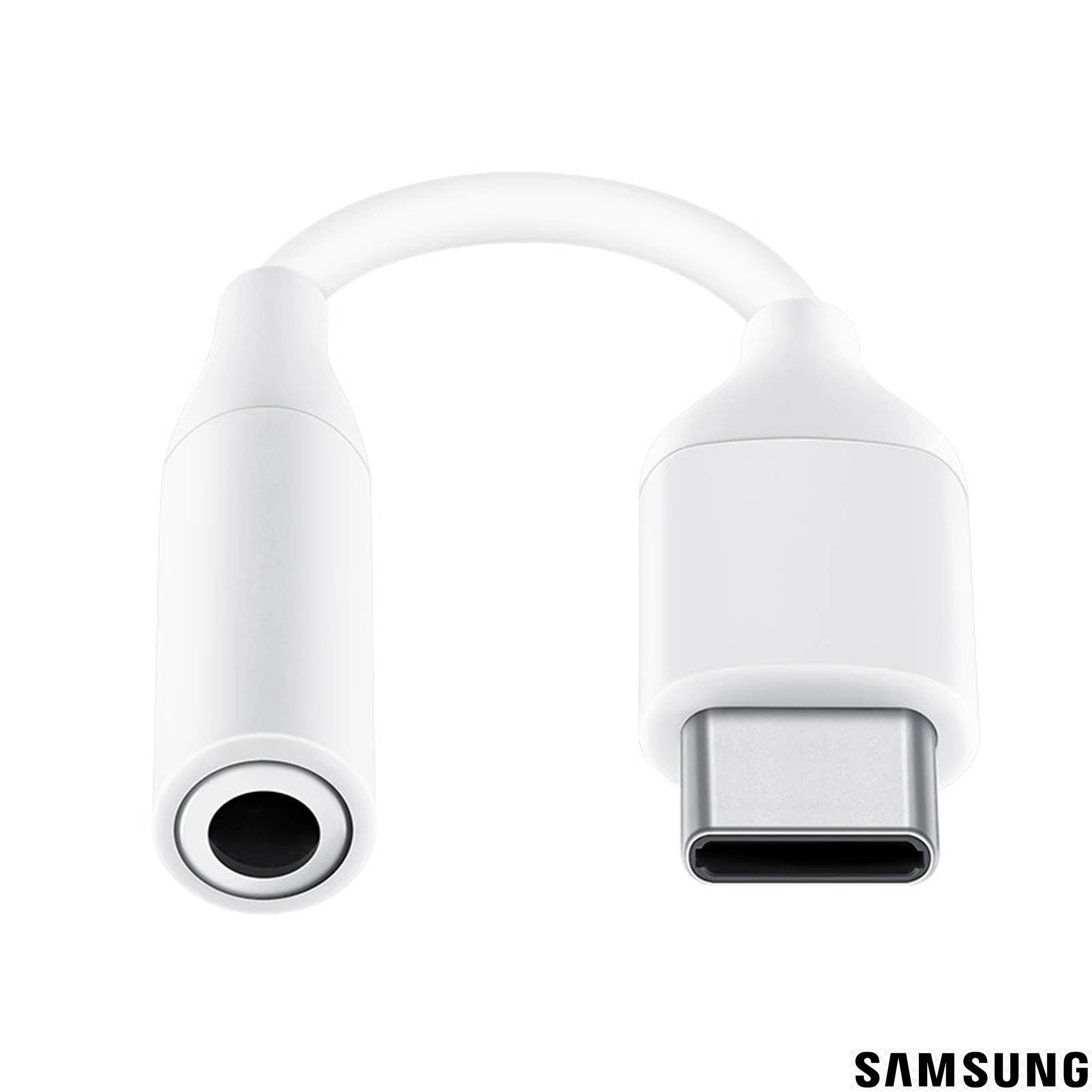 3,5 mm kulaklık jaklı beyaz USB-C adaptörü.