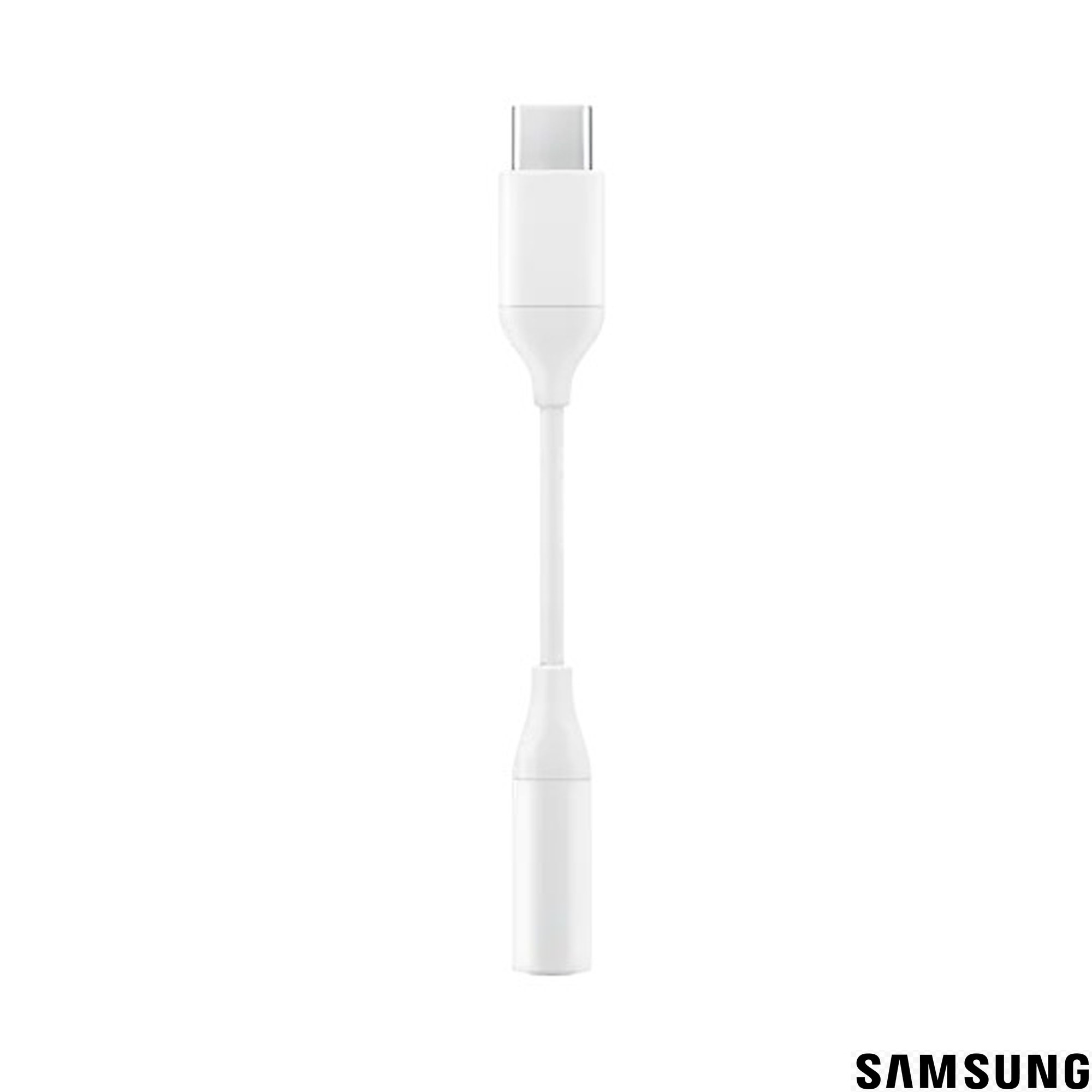 Samsung logolu beyaz USB-C - 3,5 mm kulaklık jak adaptörü.